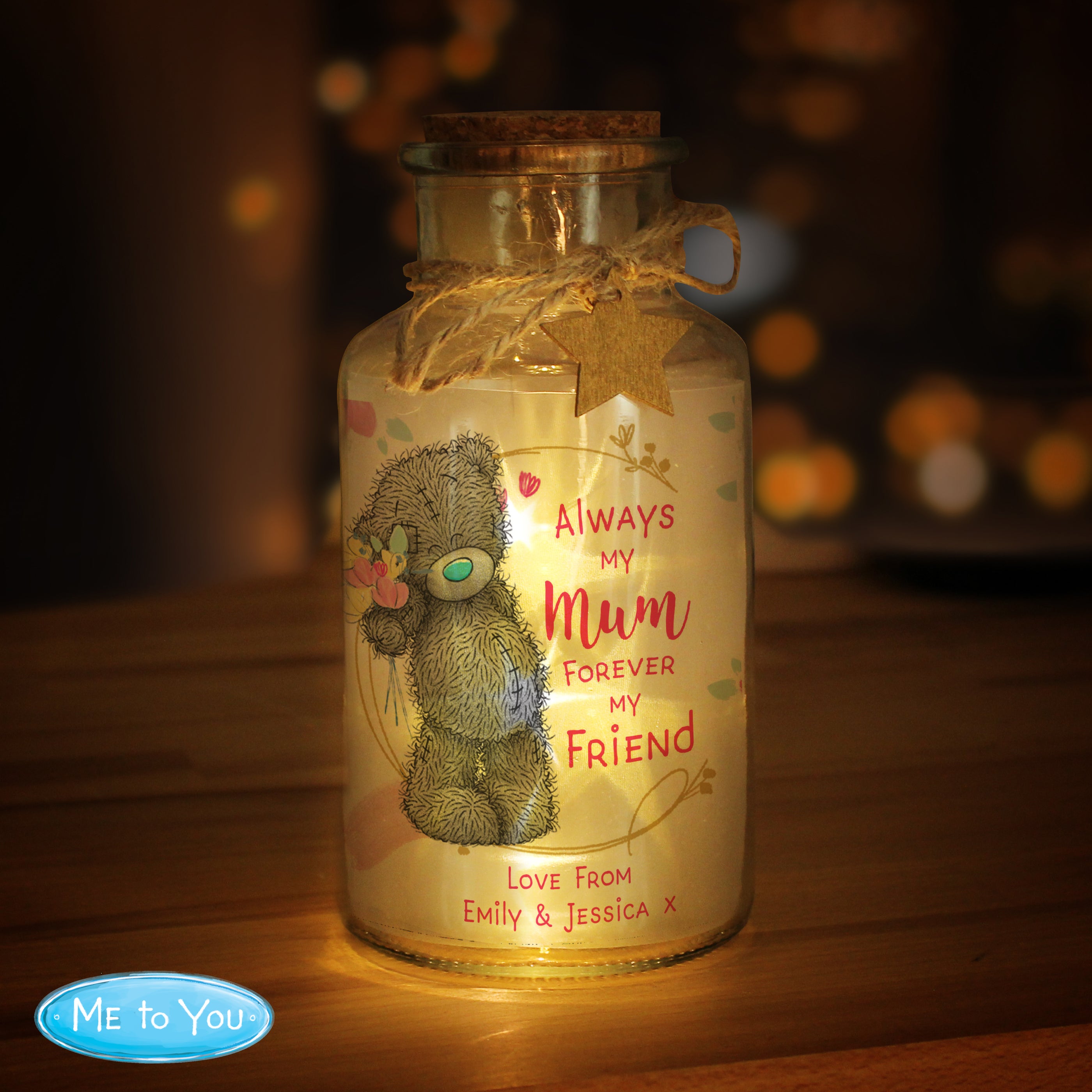 Personalised Me To You Forever My Friend LED Glass Jar - gift & personalise