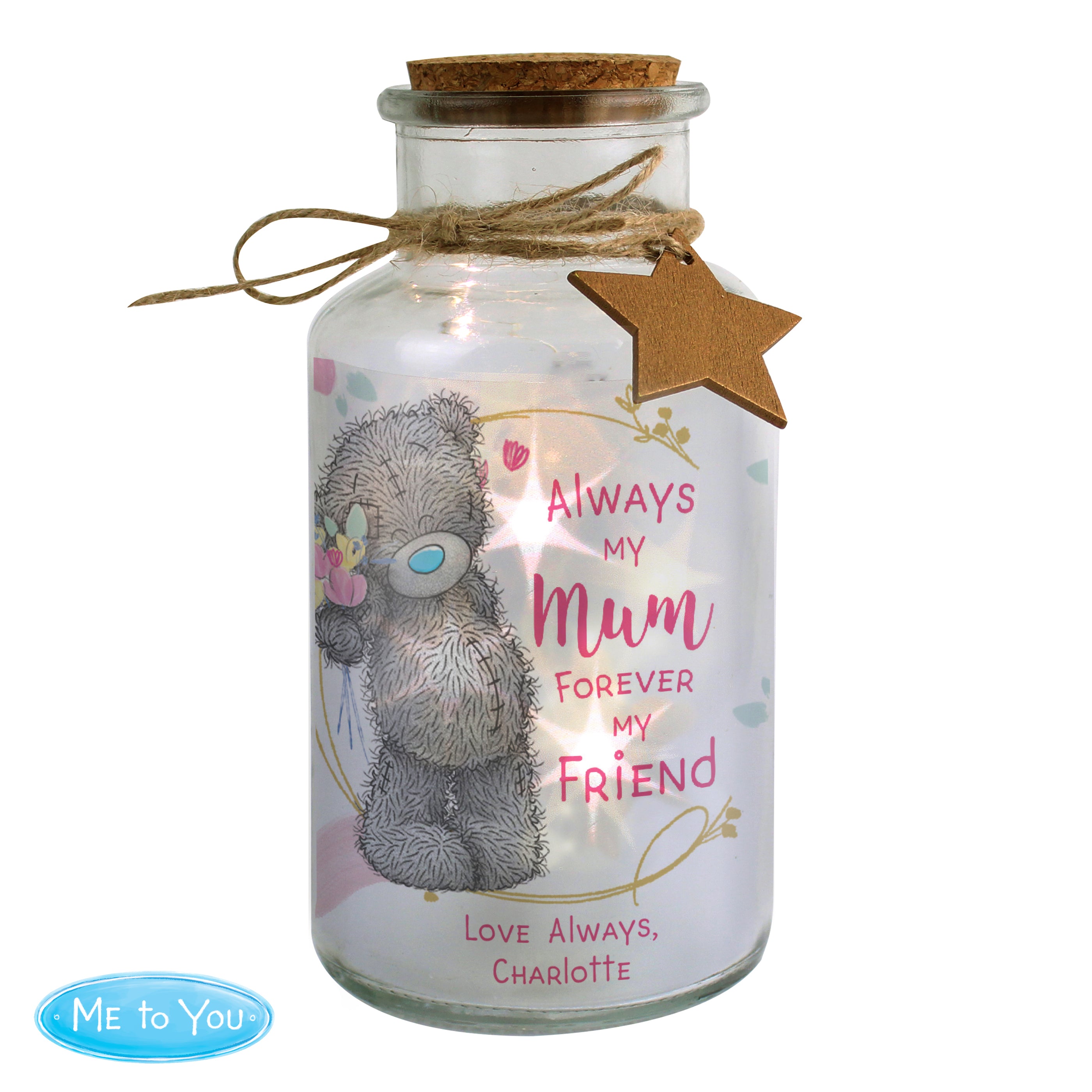 Personalised Me To You Forever My Friend LED Glass Jar - gift & personalise