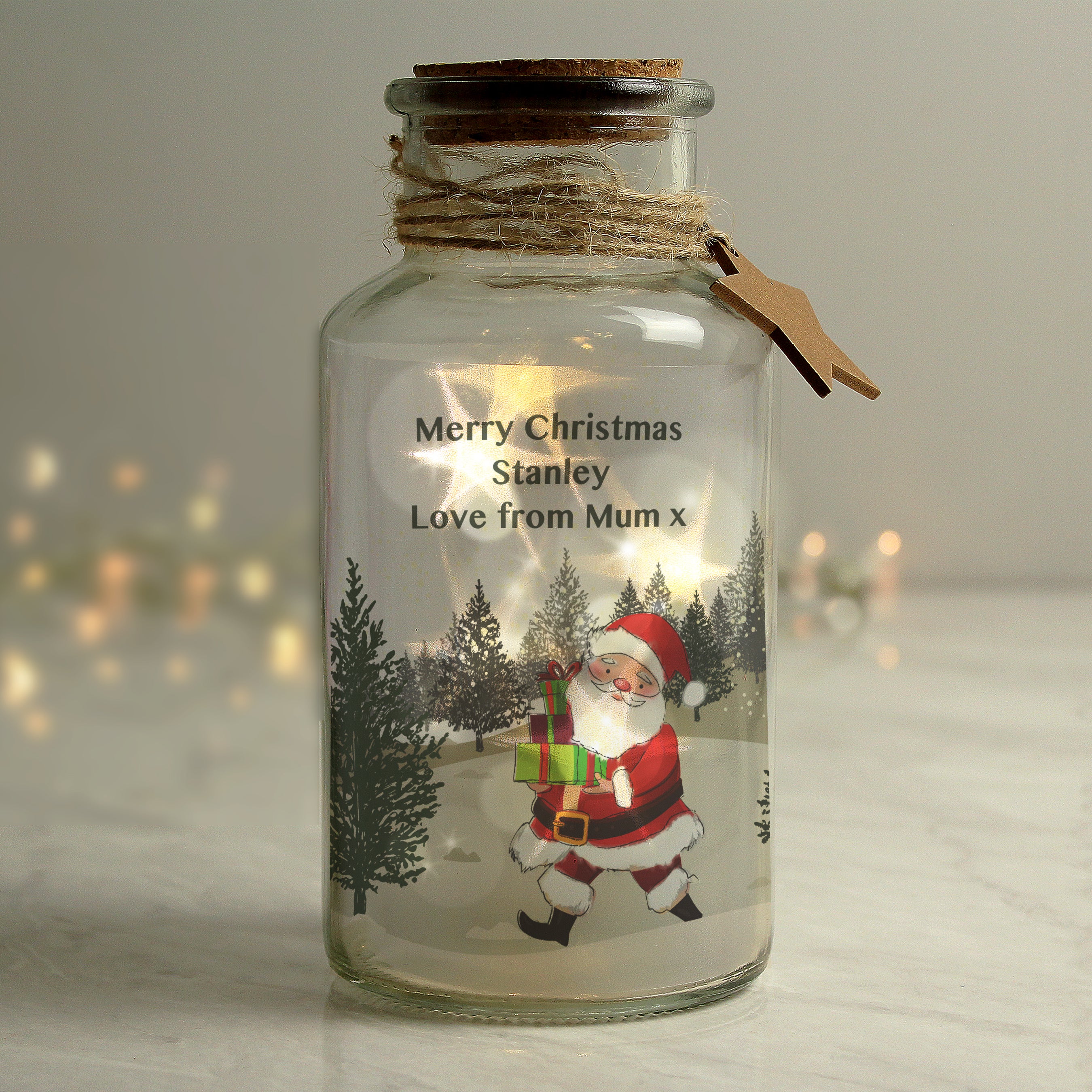 Personalised Santa LED Glass Jar - gift & personalise