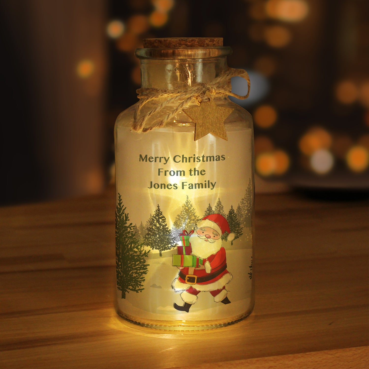 Personalised Santa LED Glass Jar - gift & personalise