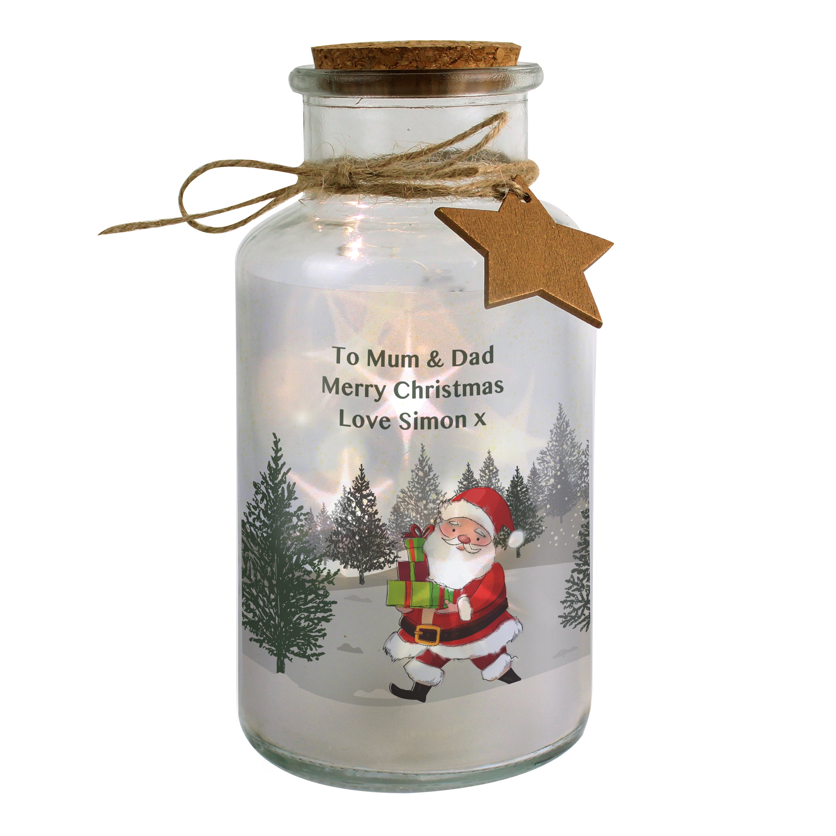 Personalised Santa LED Glass Jar - gift & personalise