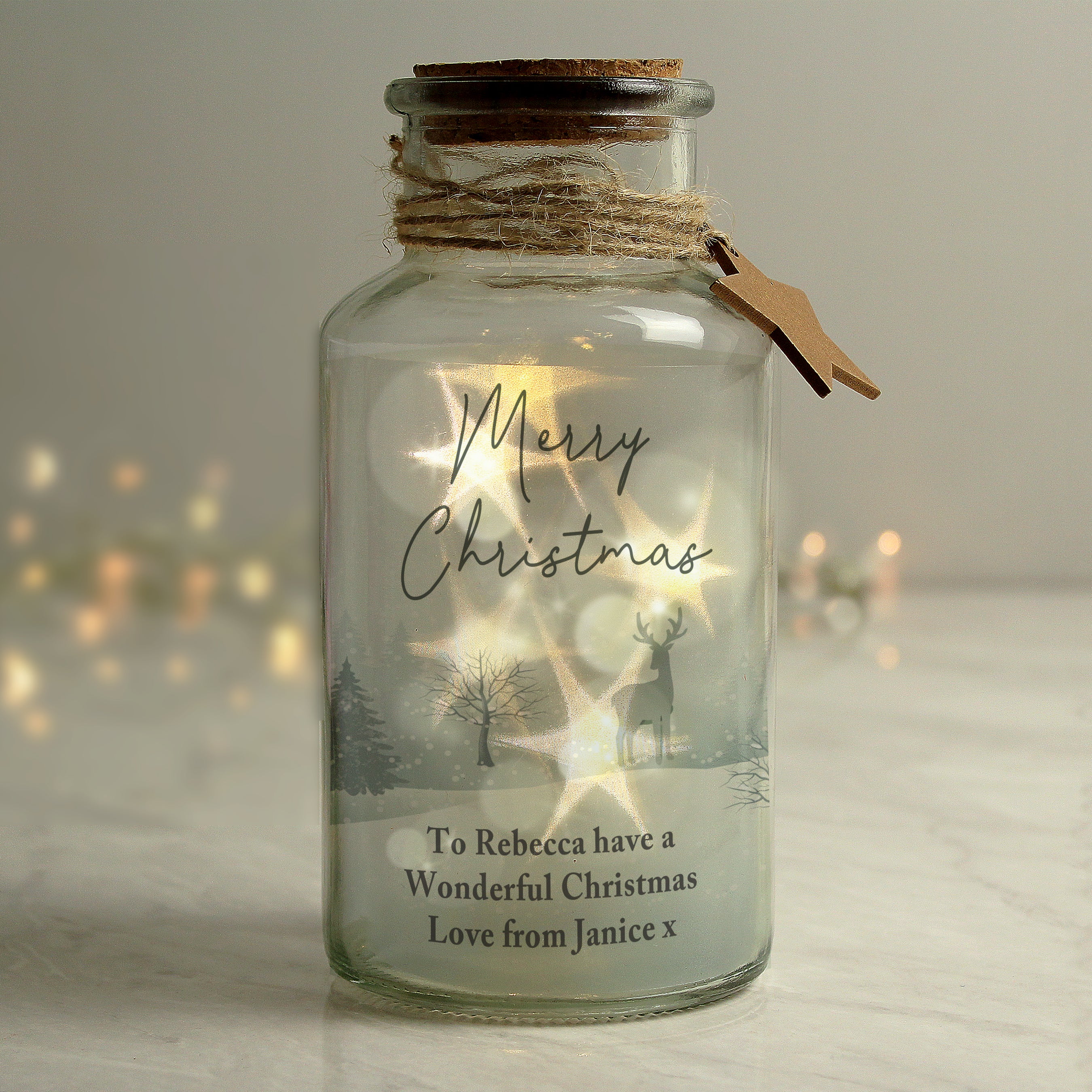 Personalised Merry Christmas LED Glass Jar - gift & personalise