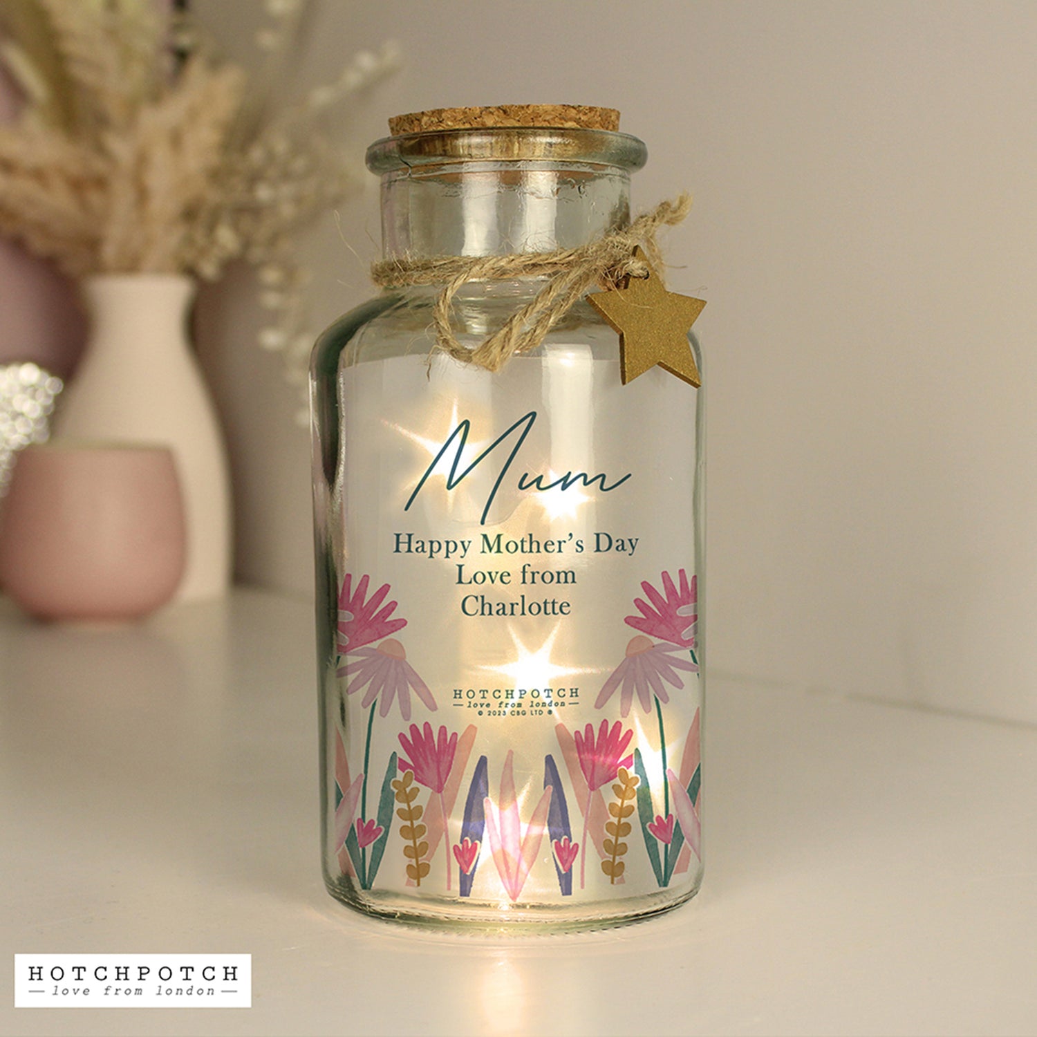 Personalised Hotchpotch Wild Flower LED Glass Jar - gift & personalise