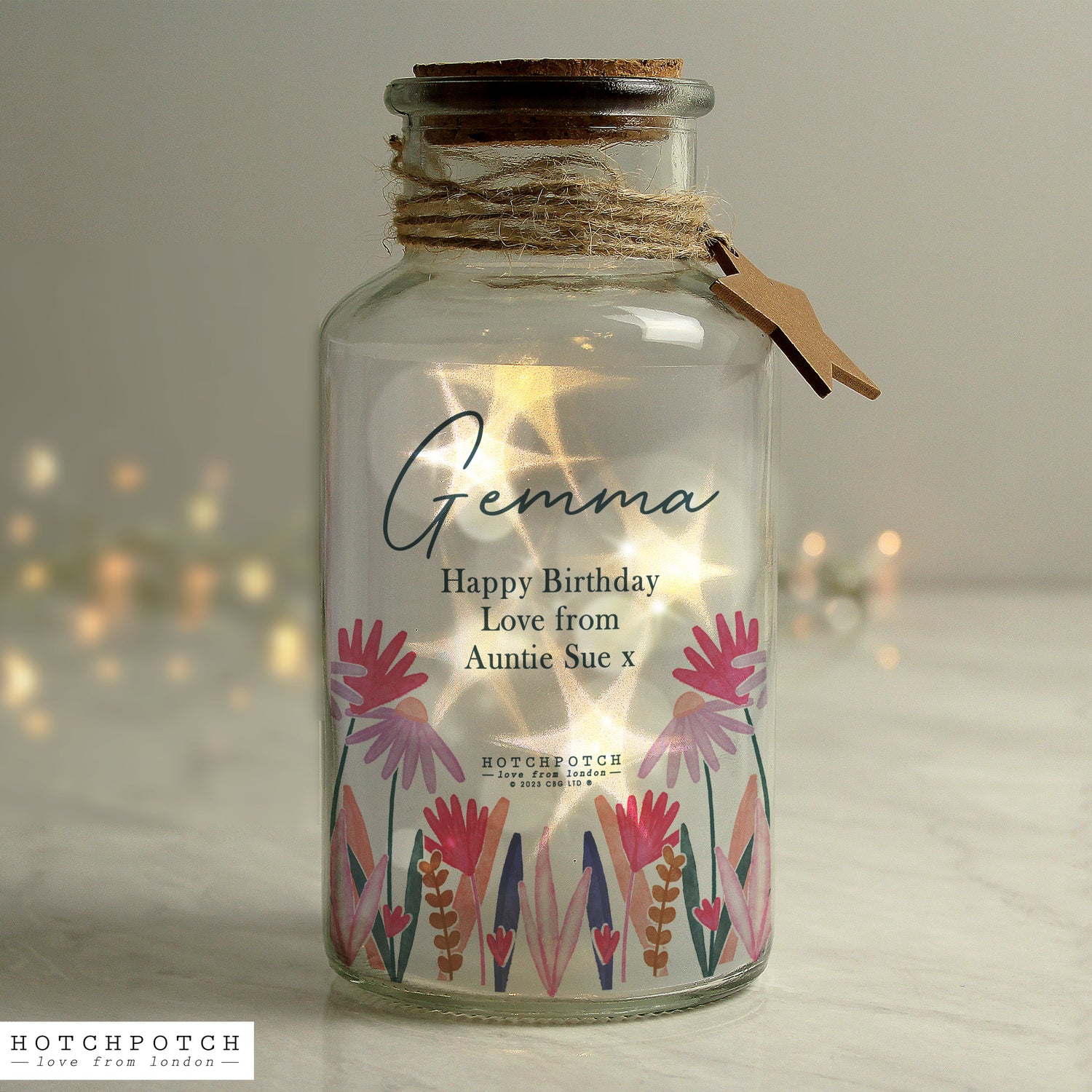 Personalised Hotchpotch Wild Flower LED Glass Jar - gift & personalise