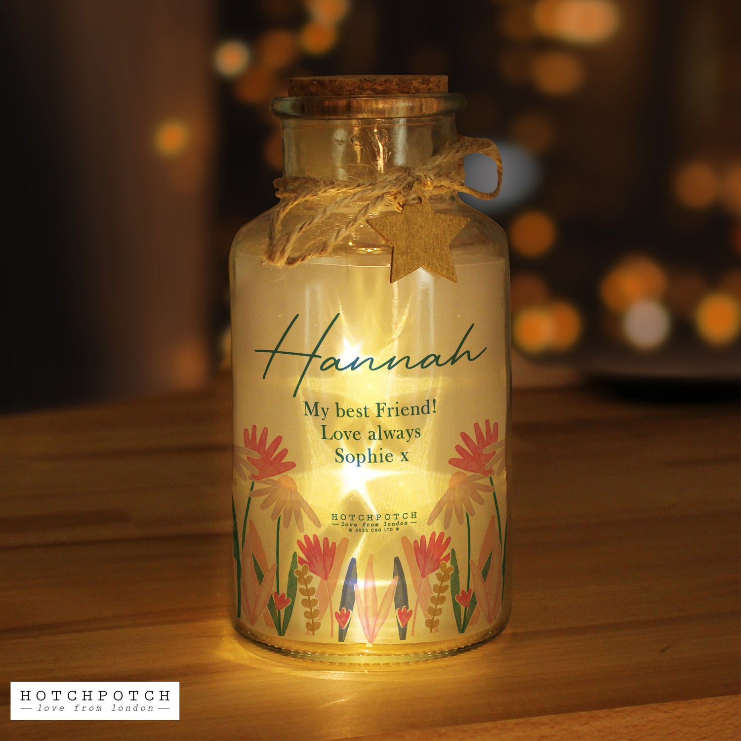 Personalised Hotchpotch Wild Flower LED Glass Jar - gift & personalise