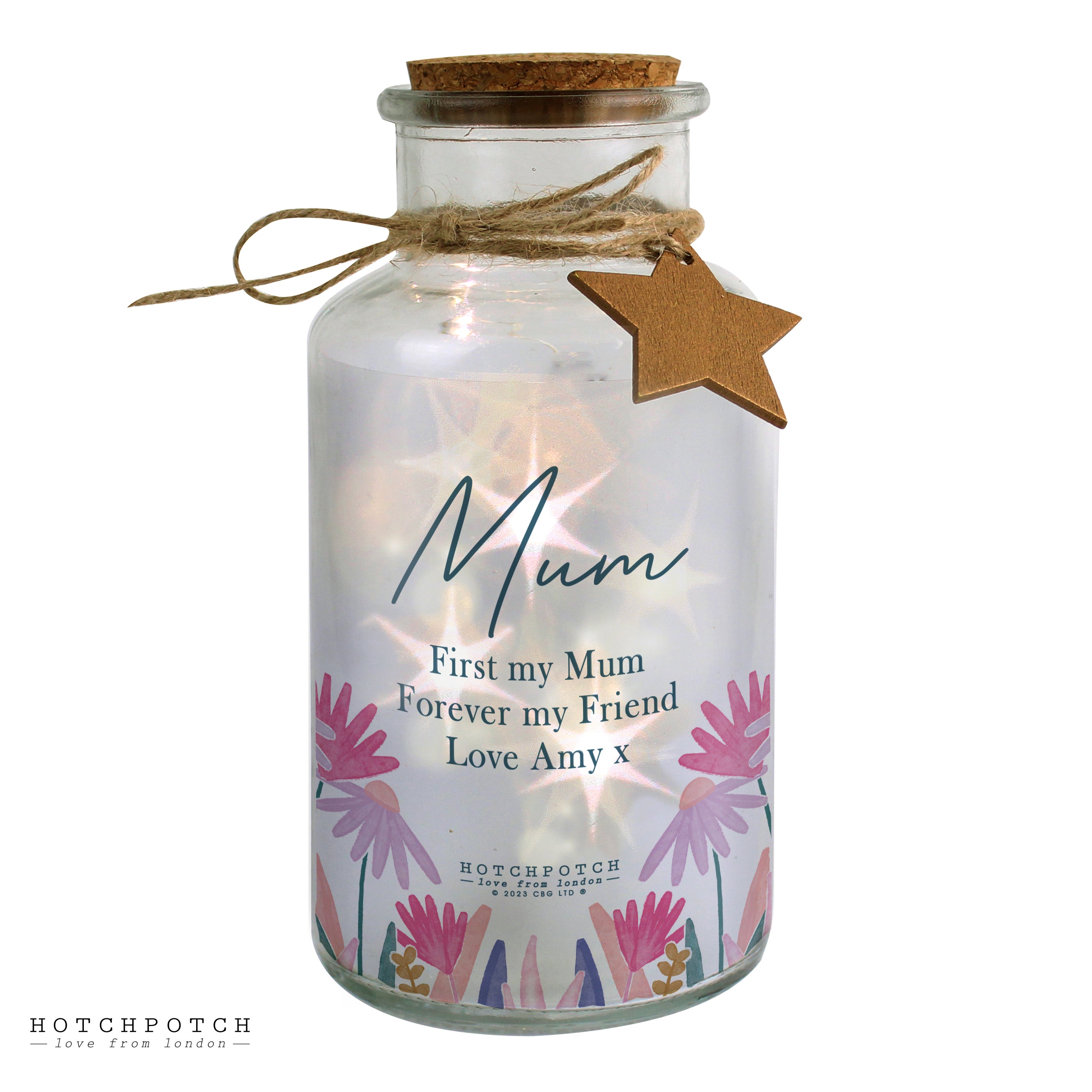 Personalised Hotchpotch Wild Flower LED Glass Jar - gift & personalise