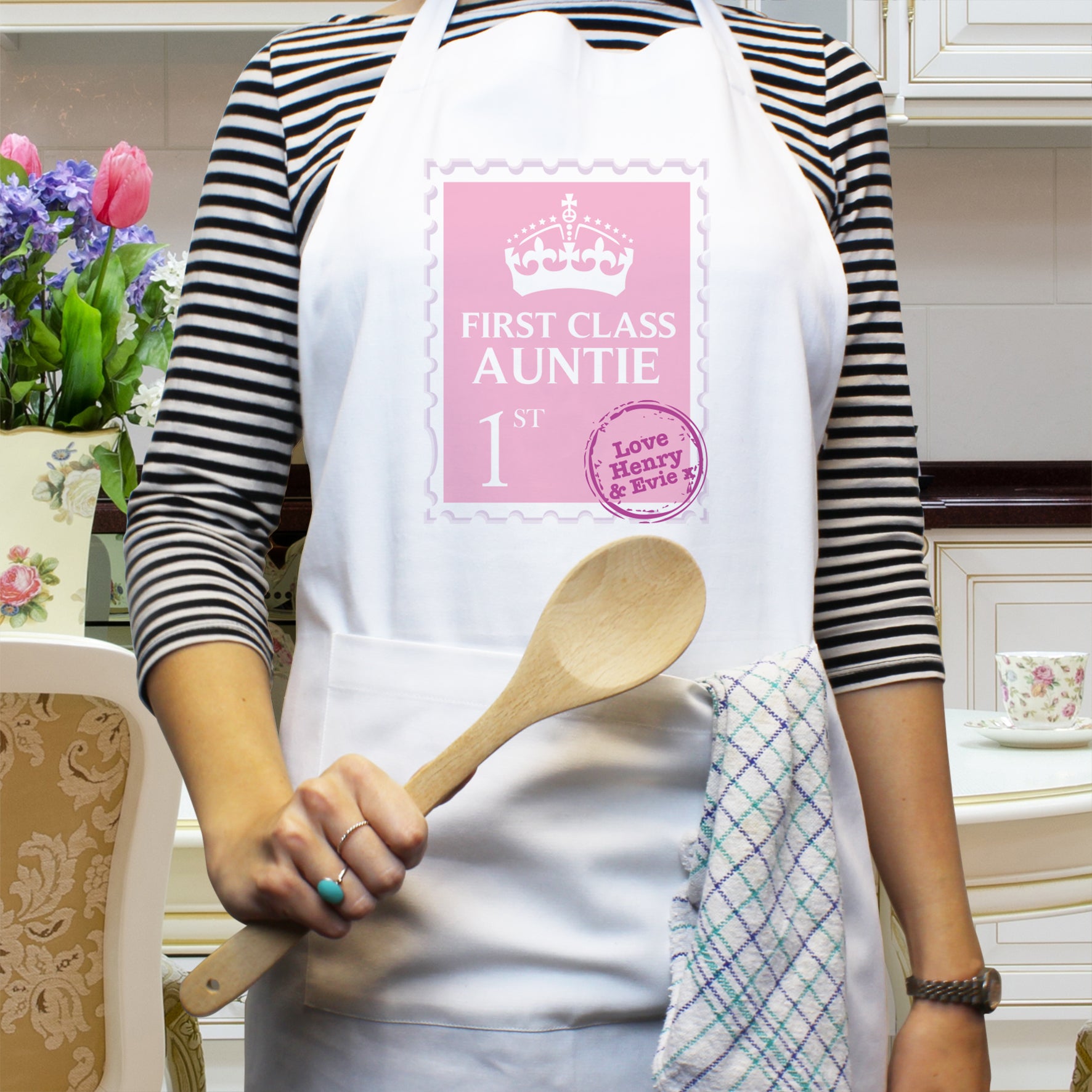 Personalised Pink 1st Class Apron - gift & personalise