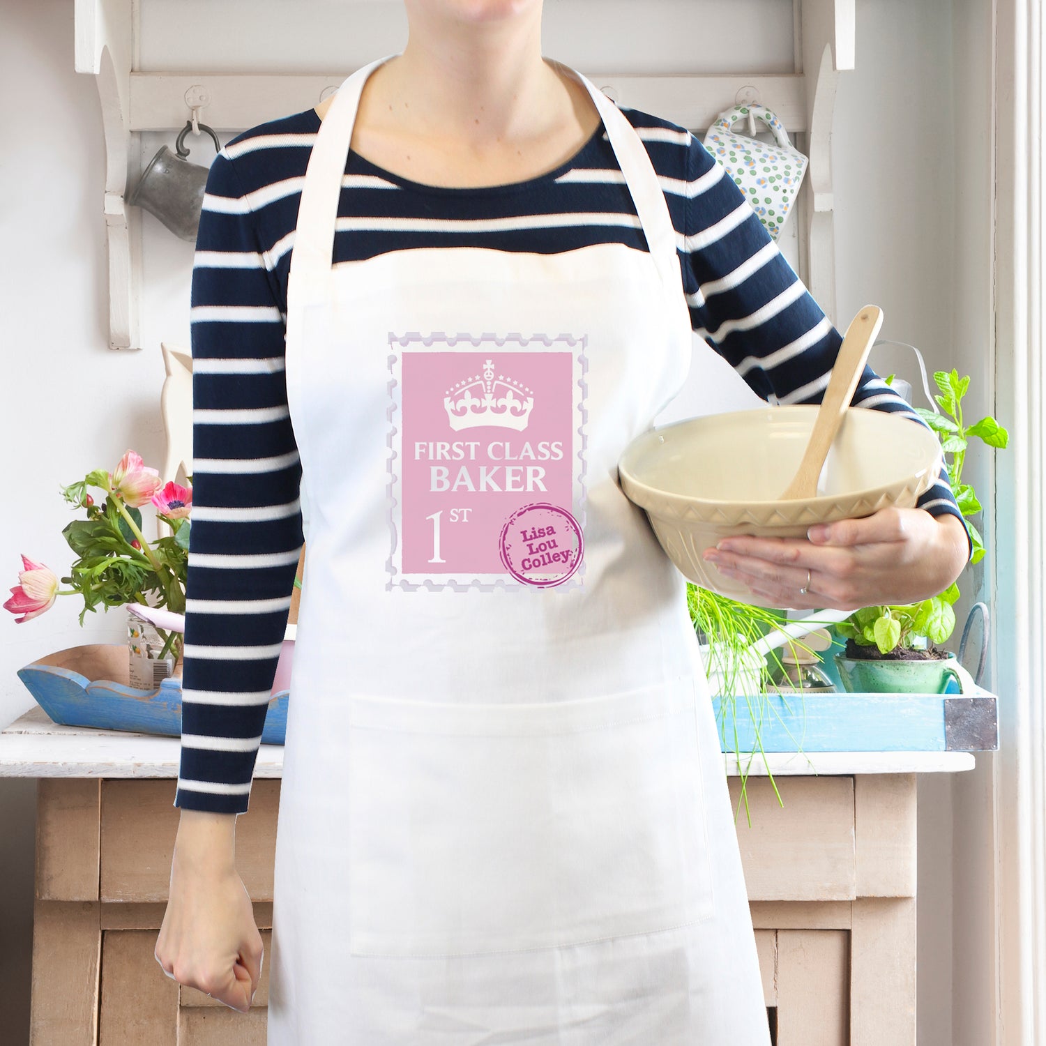 Personalised Pink 1st Class Apron - gift & personalise