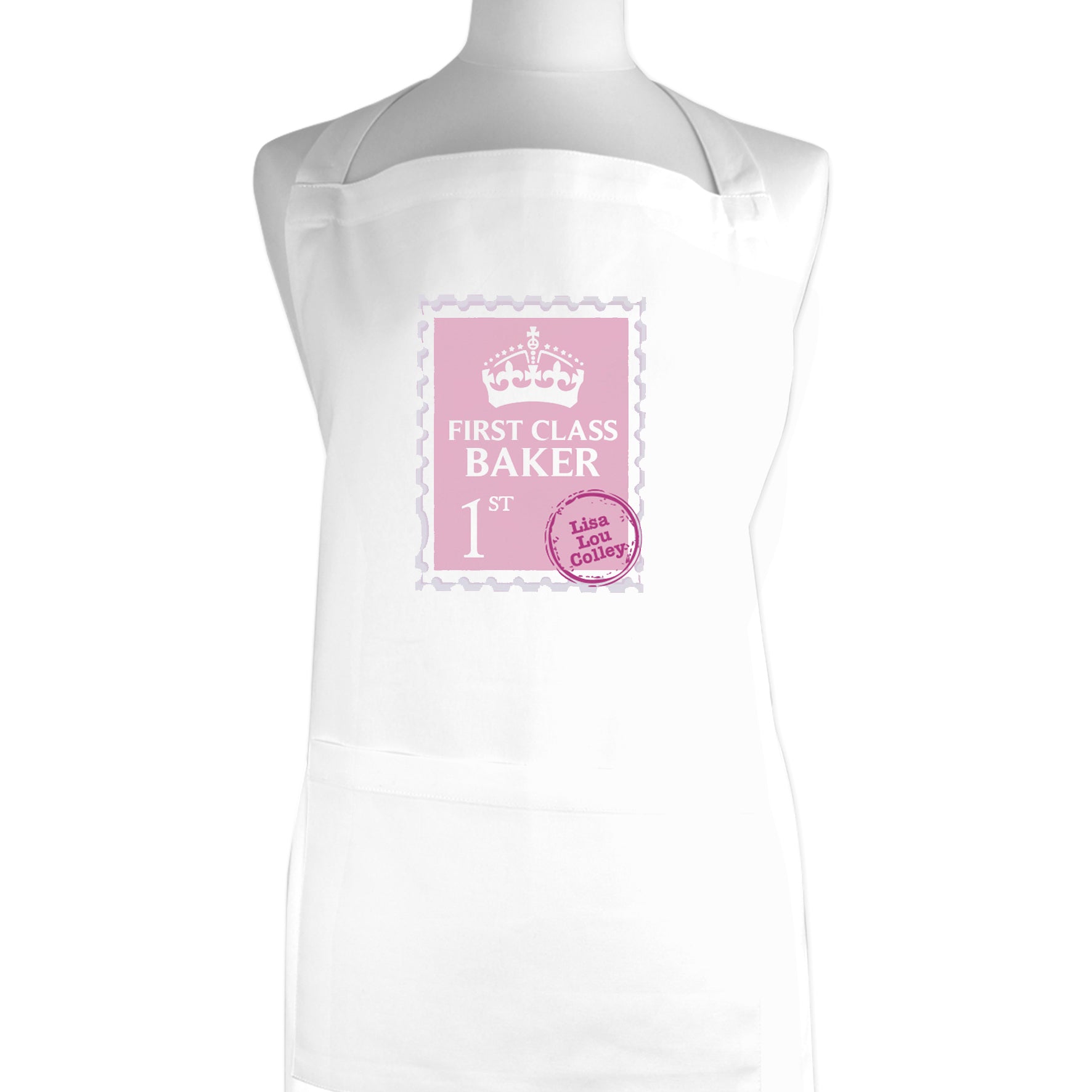 Personalised Pink 1st Class Apron - gift & personalise