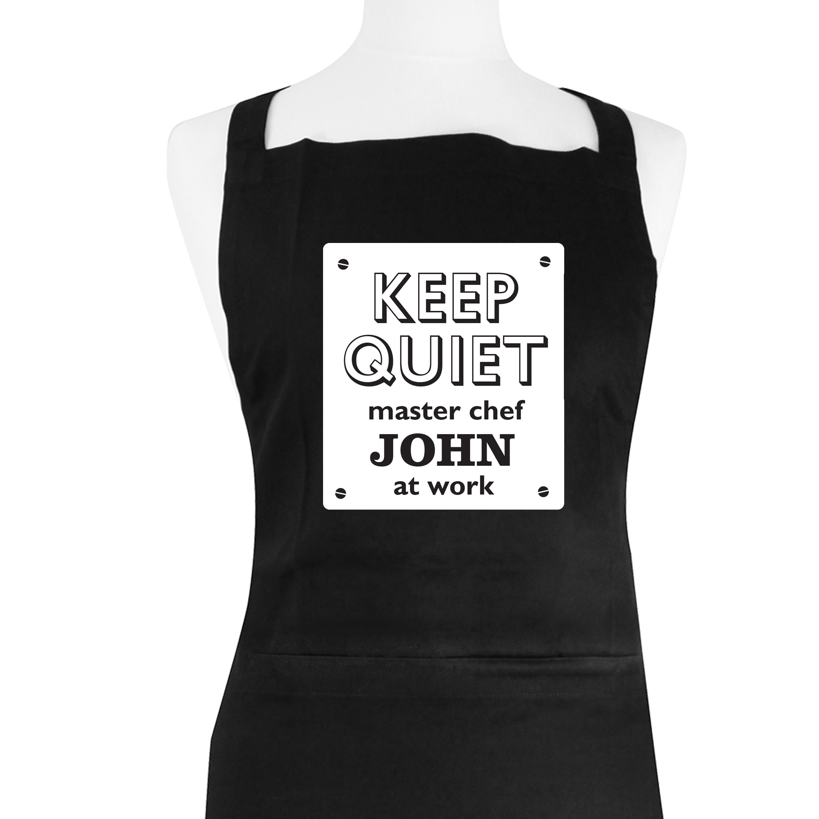 Personalised Keep Quiet Black Apron - gift & personalise