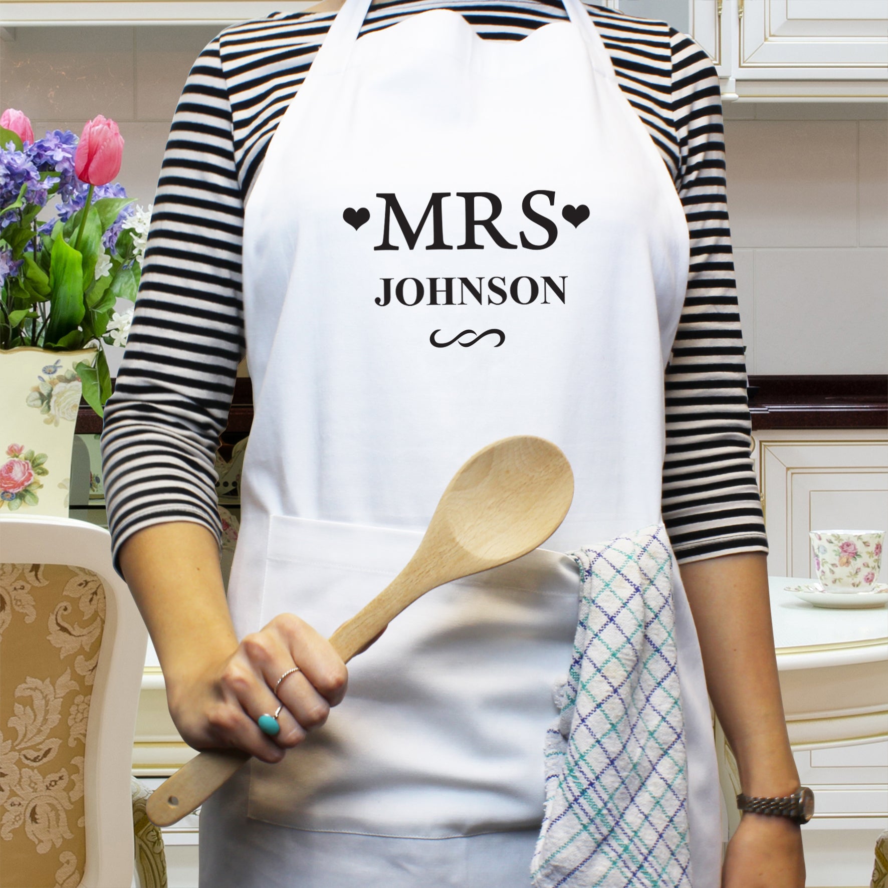 Personalised Mrs White Apron - gift & personalise