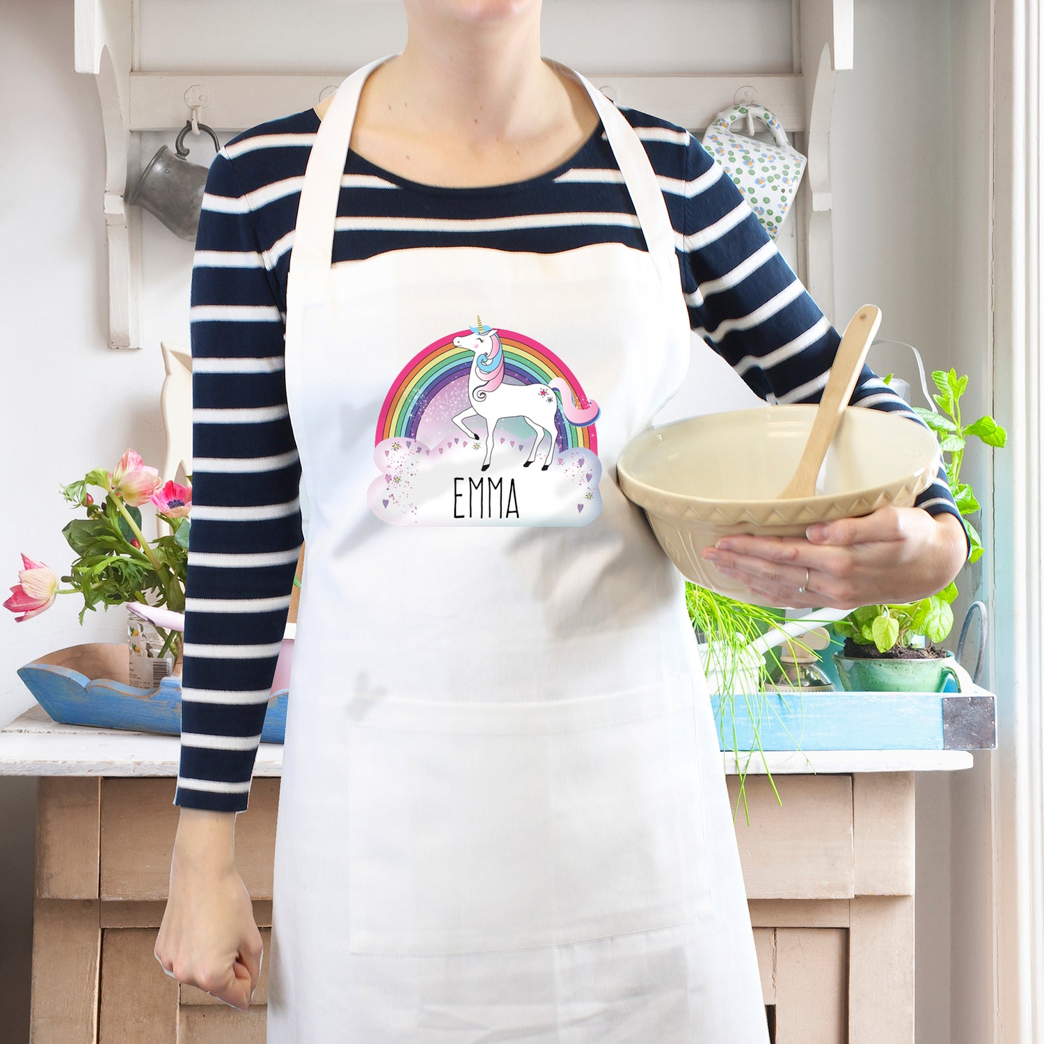 Personalised Unicorn White Apron - gift & personalise