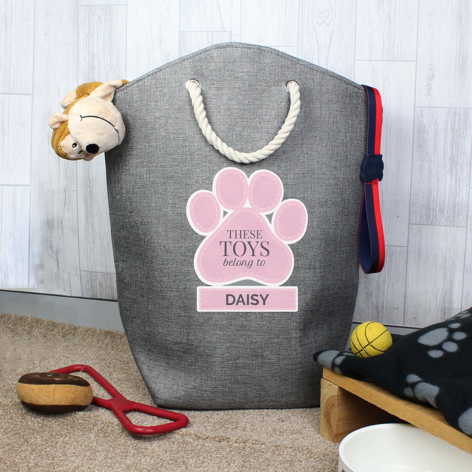 Personalised Pink Paw Print Storage Bag - gift & personalise