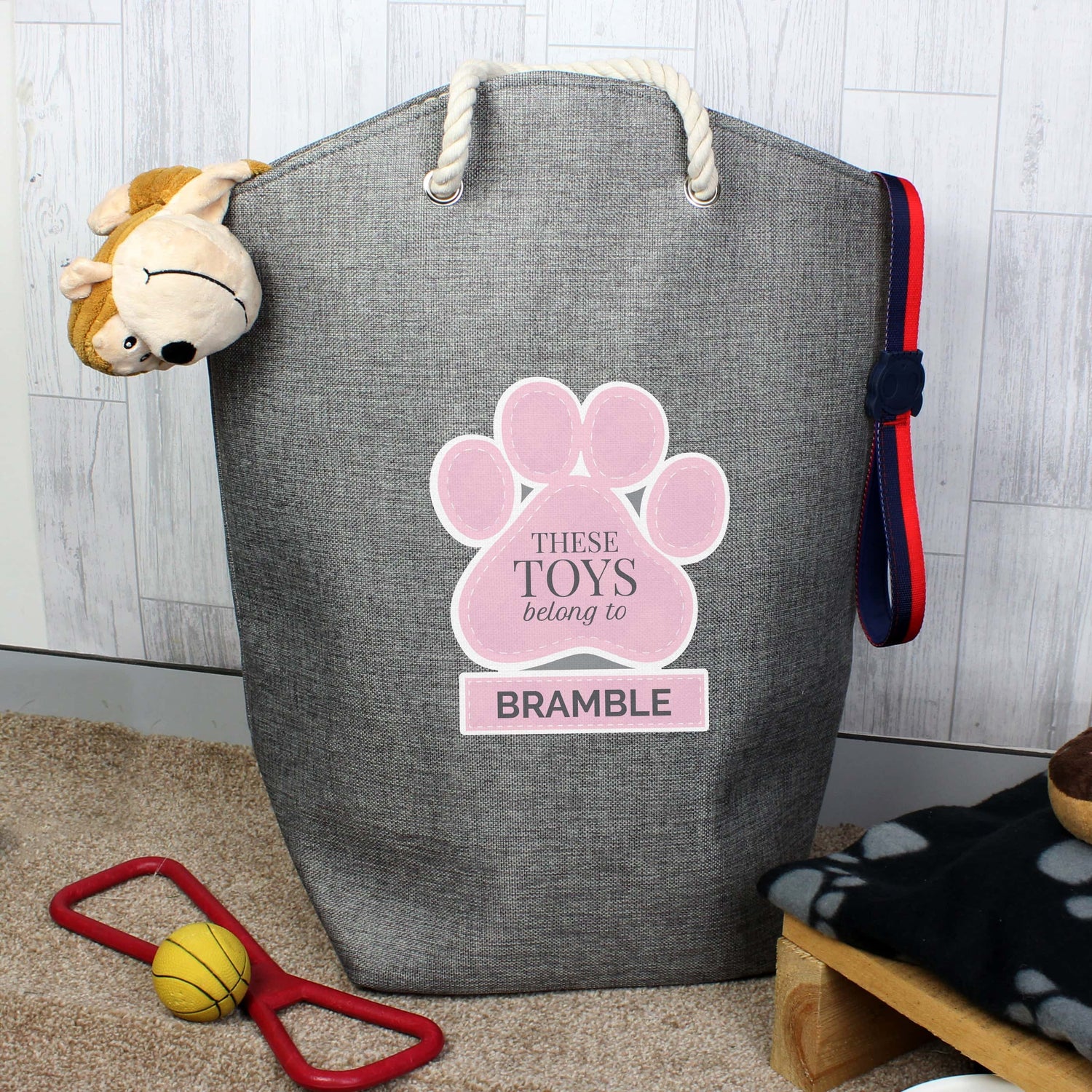 Personalised Pink Paw Print Storage Bag - gift & personalise