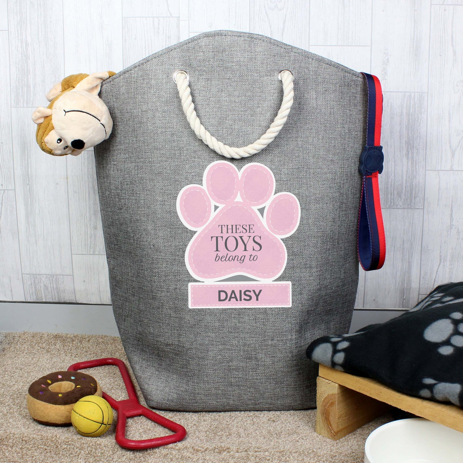Personalised Pink Paw Print Storage Bag - gift & personalise