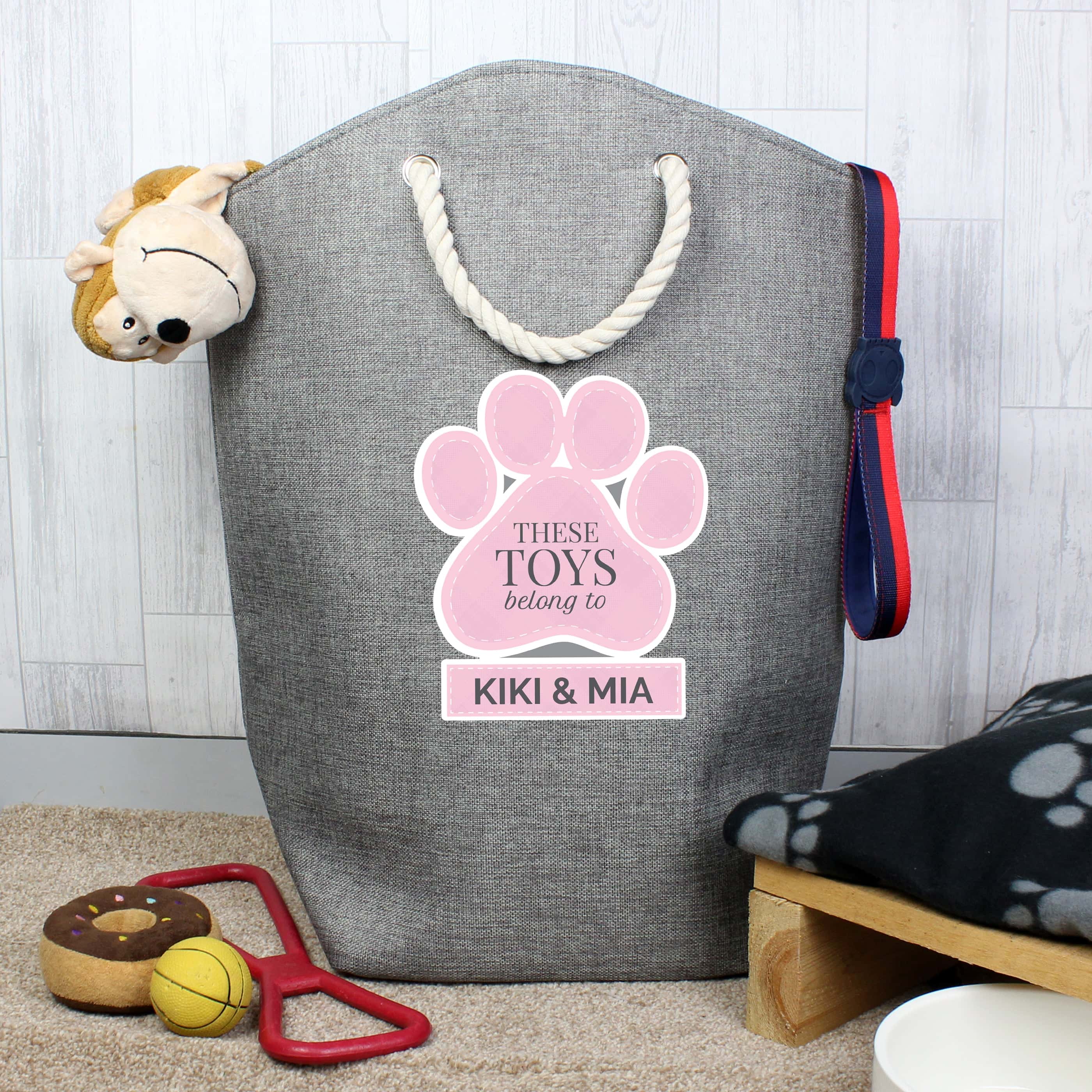 Personalised Pink Paw Print Storage Bag - gift & personalise
