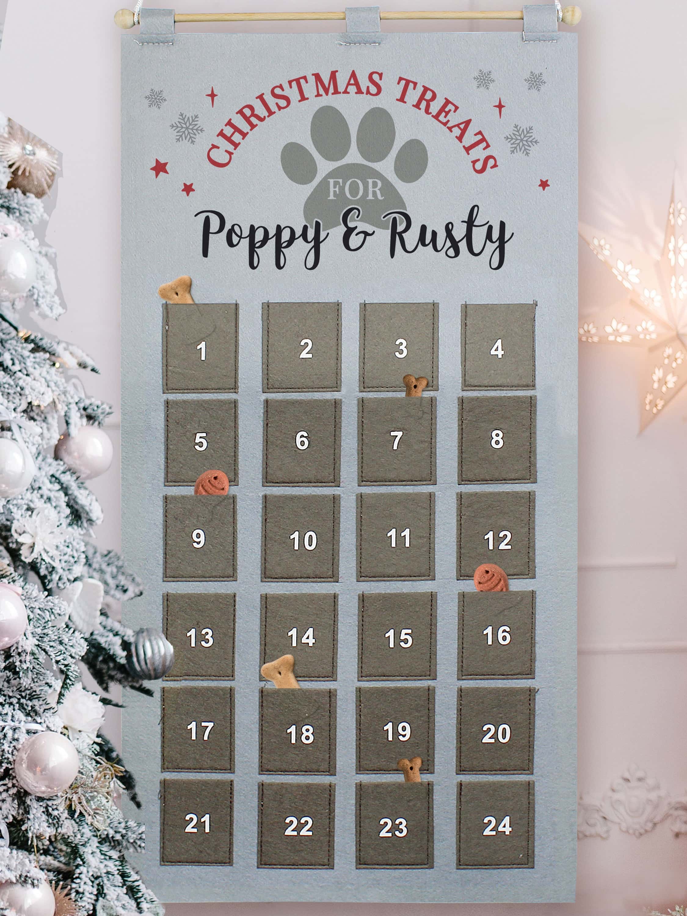 Personalised Pet Advent Calendar In Silver Grey - gift & personalise