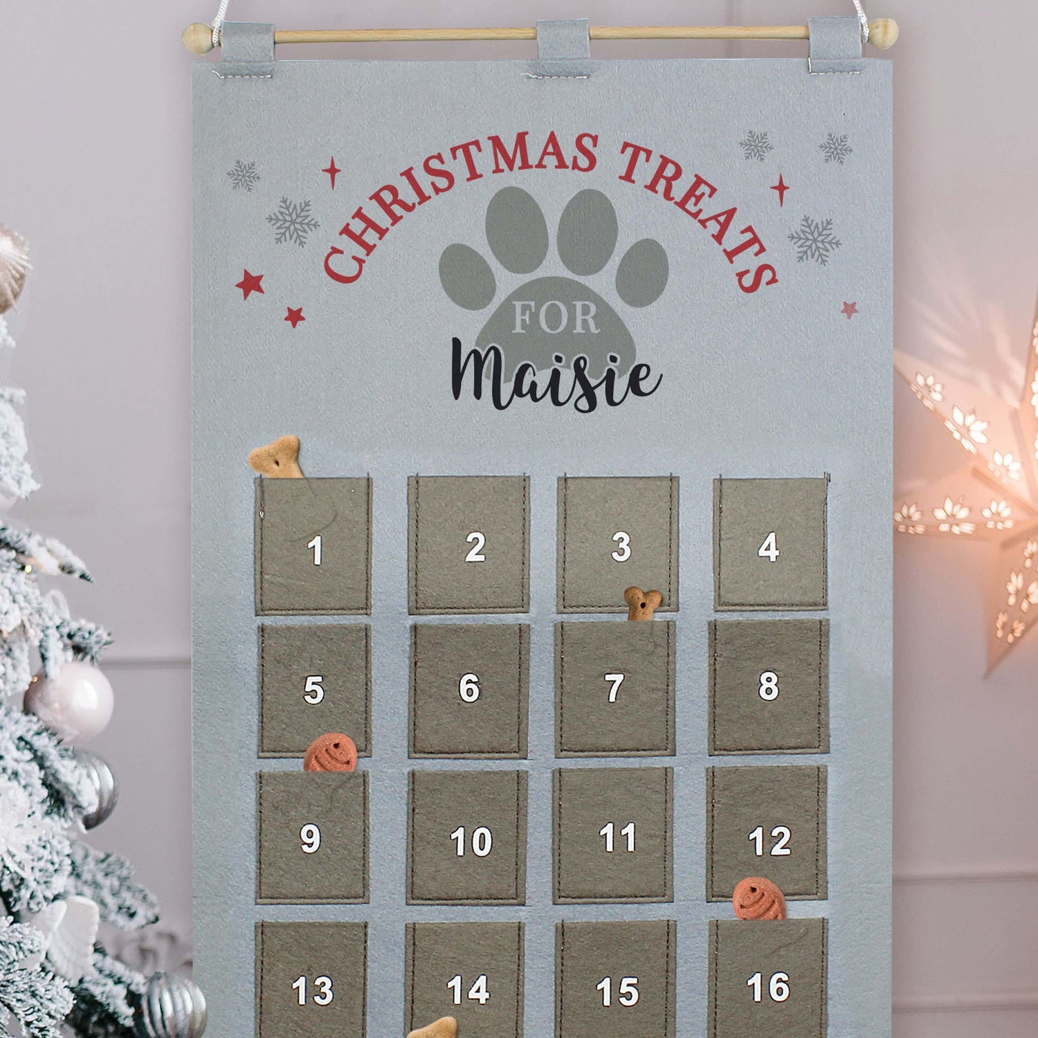 Personalised Pet Advent Calendar In Silver Grey - gift & personalise