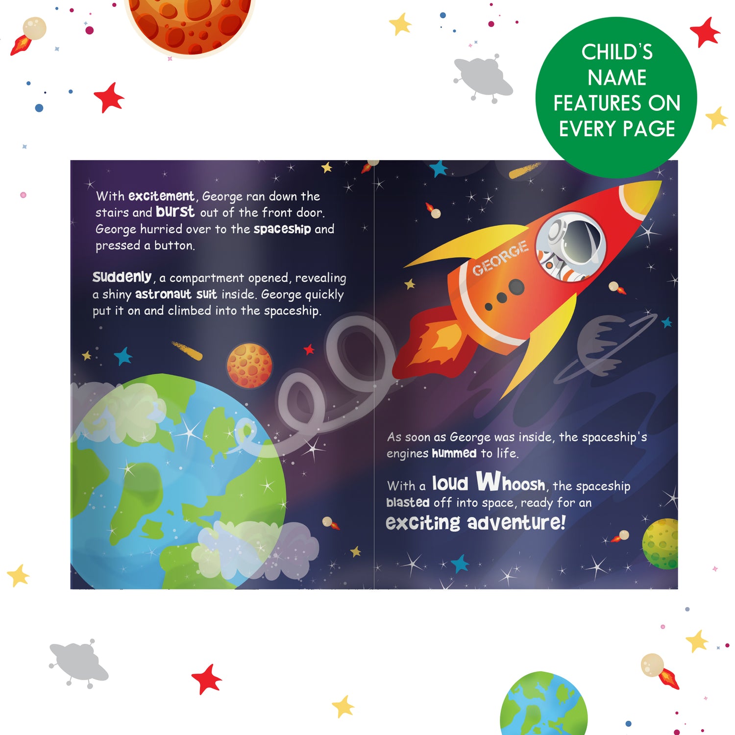 Personalised Space Story Book - gift & personalise