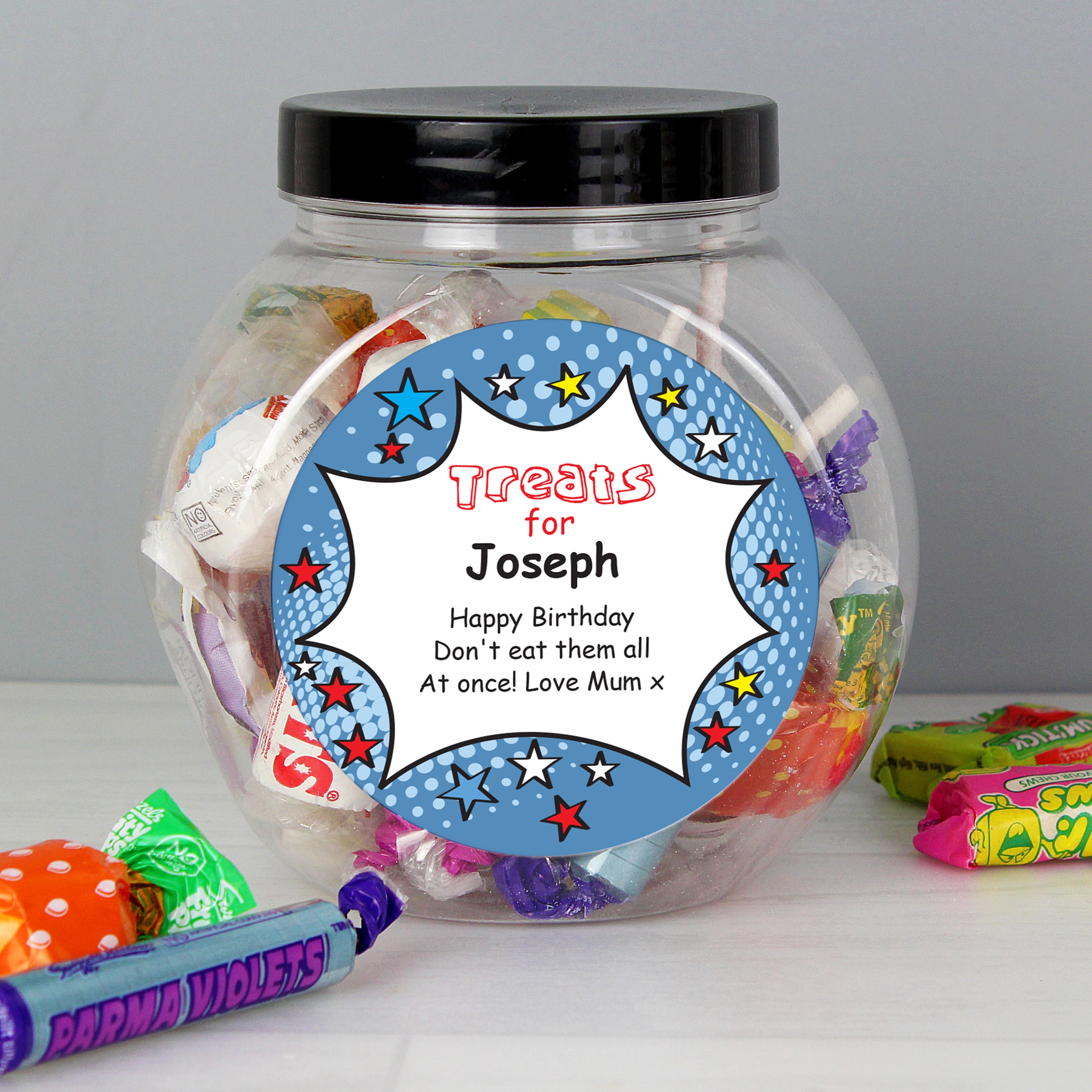 Personalised Comic Book Sweet Jar - gift & personalise