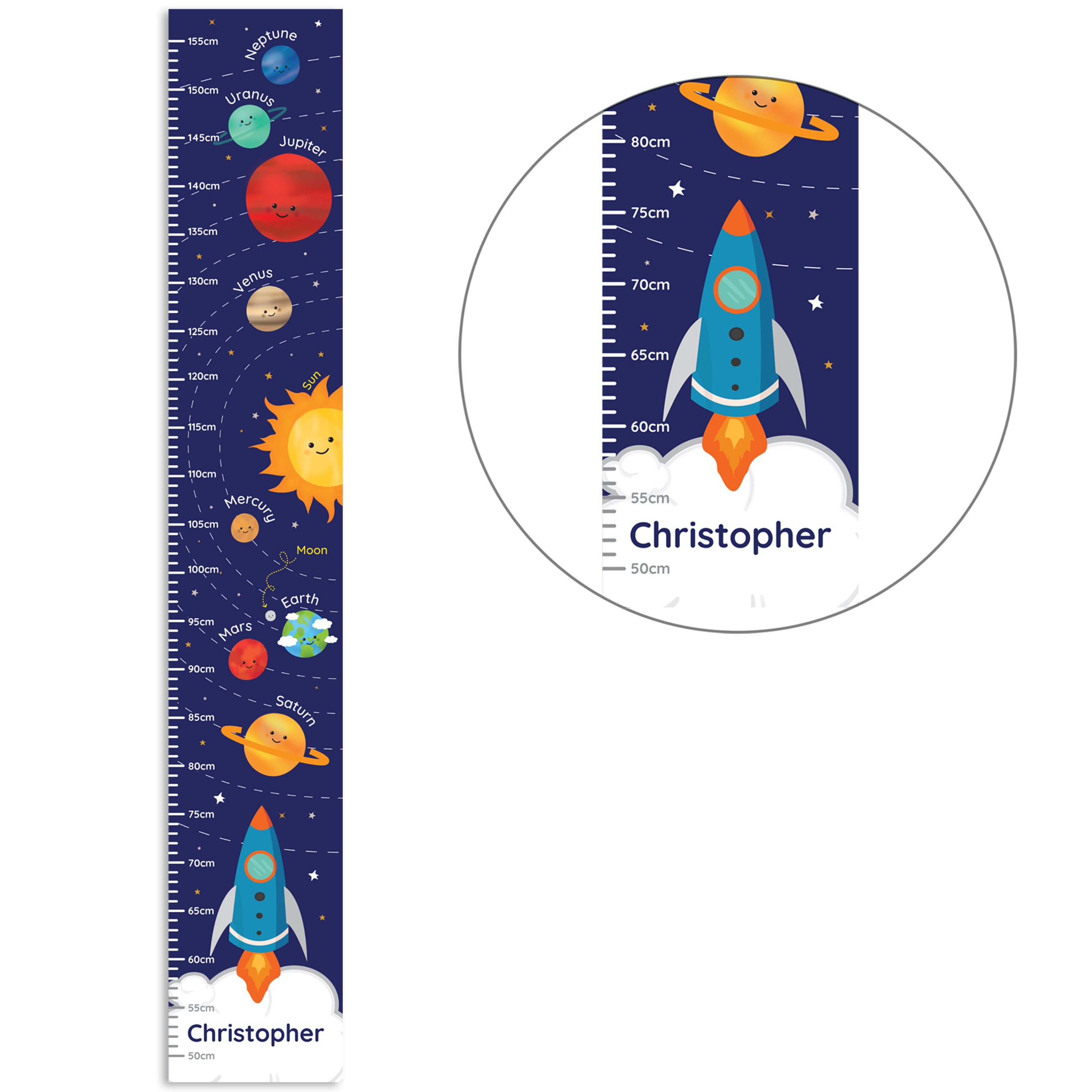 Personalised Solar Space System Height Chart - gift & personalise