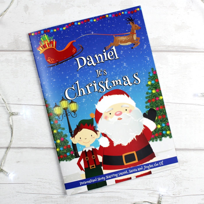 Personalised Boys ""It's Christmas"" Story Book, Featuring Santa and his Elf Jingles - gift & personalise