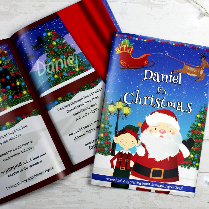 Personalised Boys ""It's Christmas"" Story Book, Featuring Santa and his Elf Jingles - gift & personalise