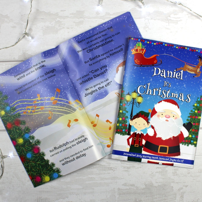 Personalised Boys ""It's Christmas"" Story Book, Featuring Santa and his Elf Jingles - gift & personalise