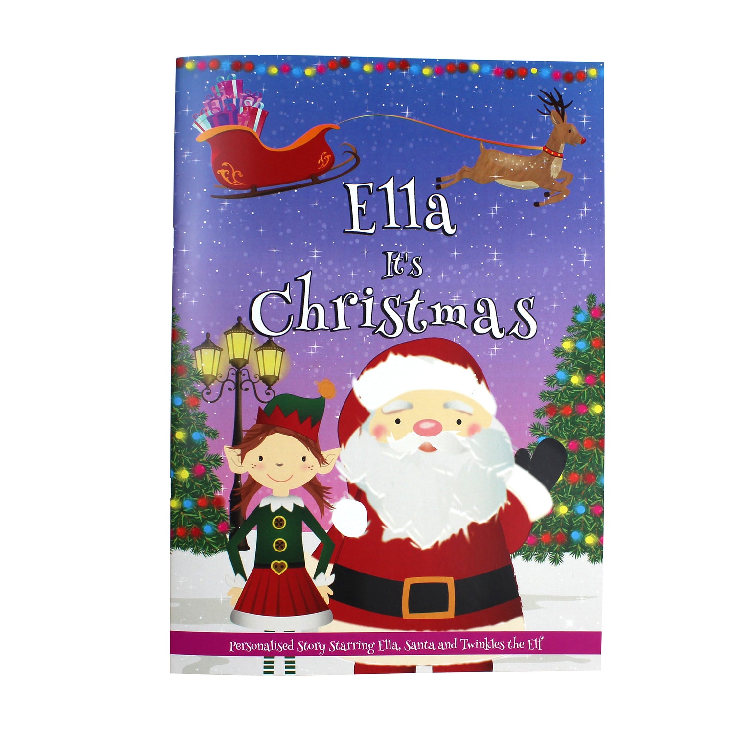 Personalised Girls ""It's Christmas"" Story Book, Featuring Santa and his Elf Twinkles - gift & personalise