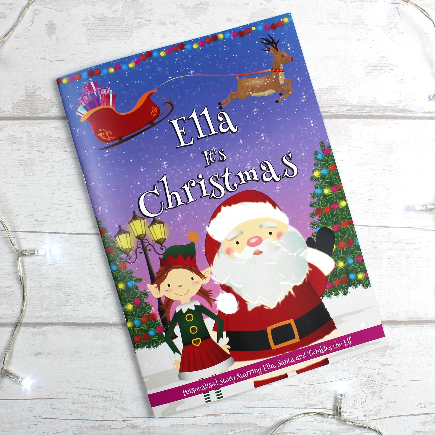 Personalised Girls ""It's Christmas"" Story Book, Featuring Santa and his Elf Twinkles - gift & personalise