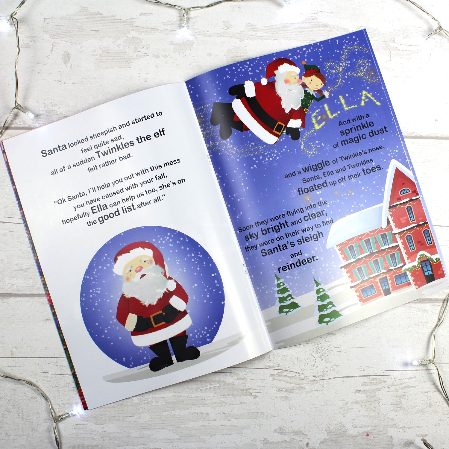 Personalised Girls ""It's Christmas"" Story Book, Featuring Santa and his Elf Twinkles - gift & personalise