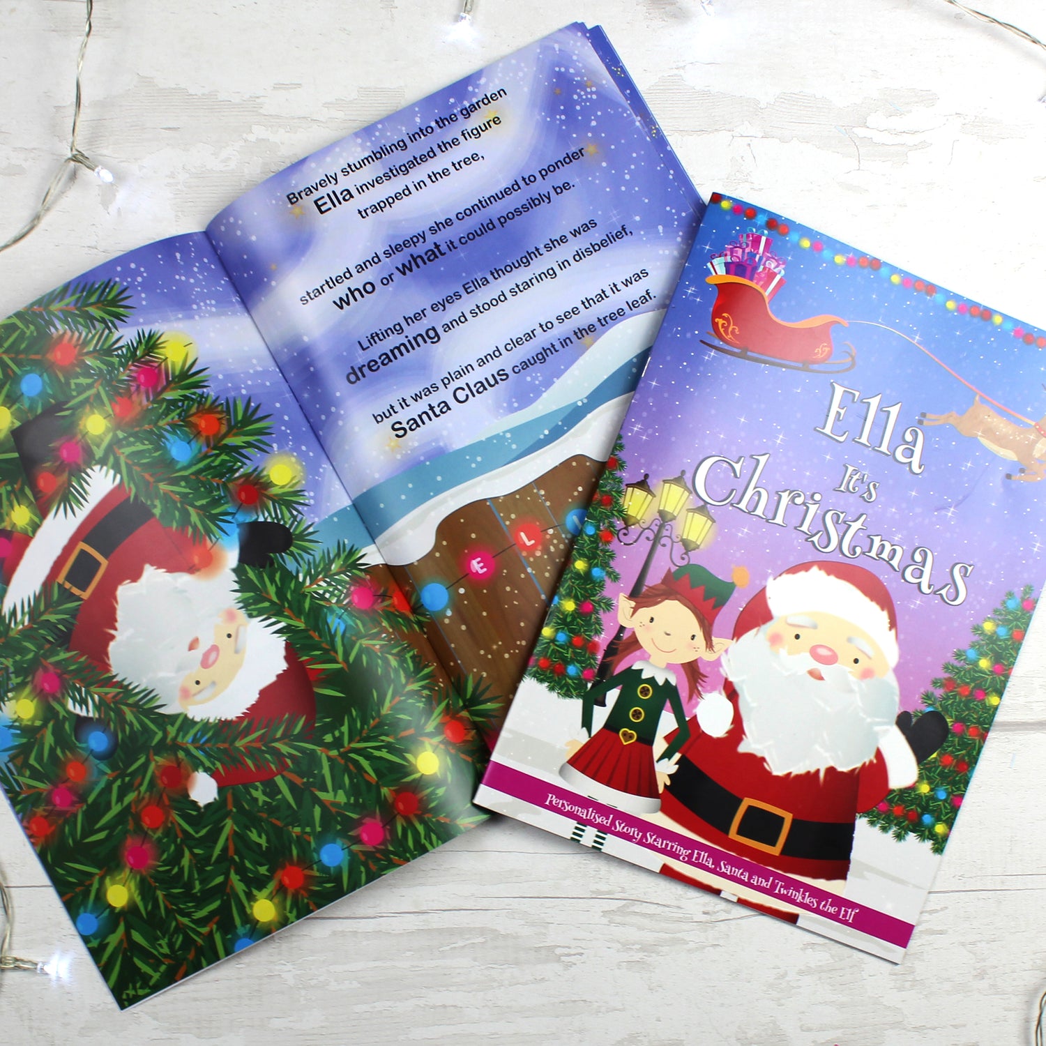 Personalised Girls ""It's Christmas"" Story Book, Featuring Santa and his Elf Twinkles - gift & personalise