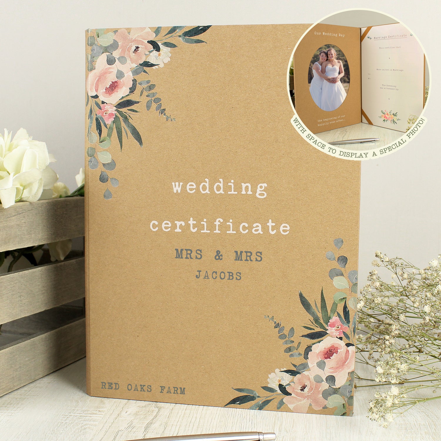 Personalised Wedding Certificate and Photo Display Book - gift & personalise