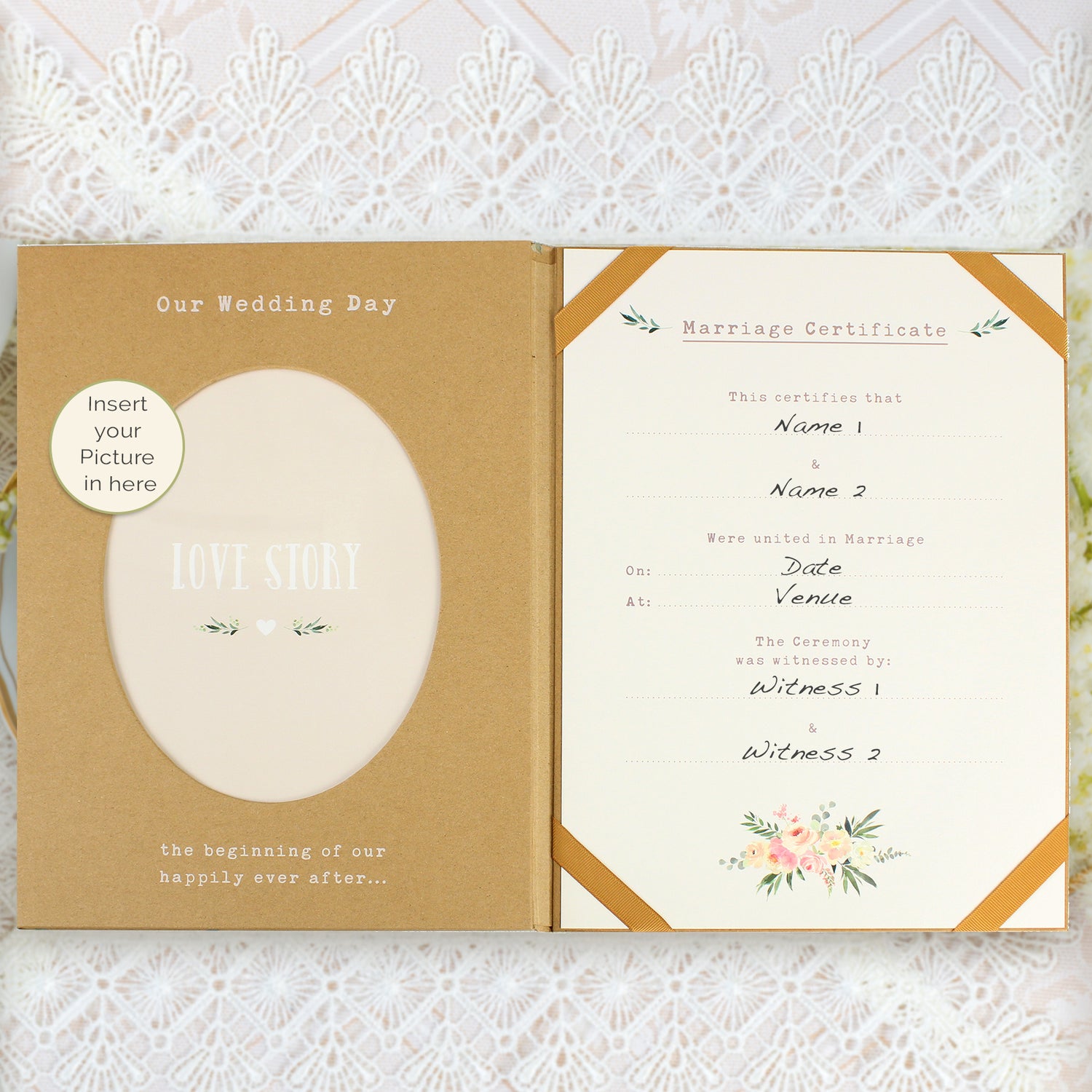 Personalised Wedding Certificate and Photo Display Book - gift & personalise