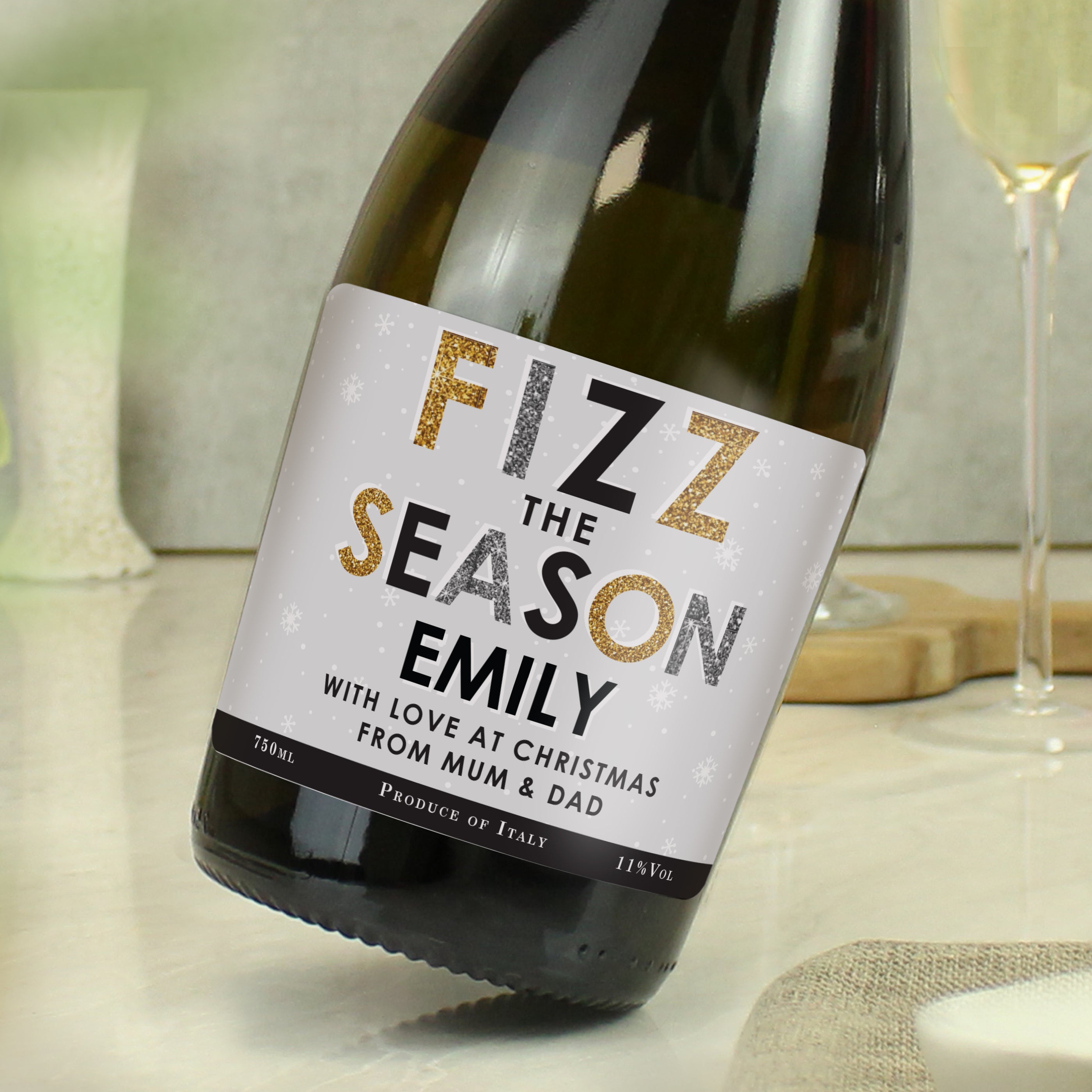 Personalised Fizz The Season Bottle of Prosecco - gift & personalise