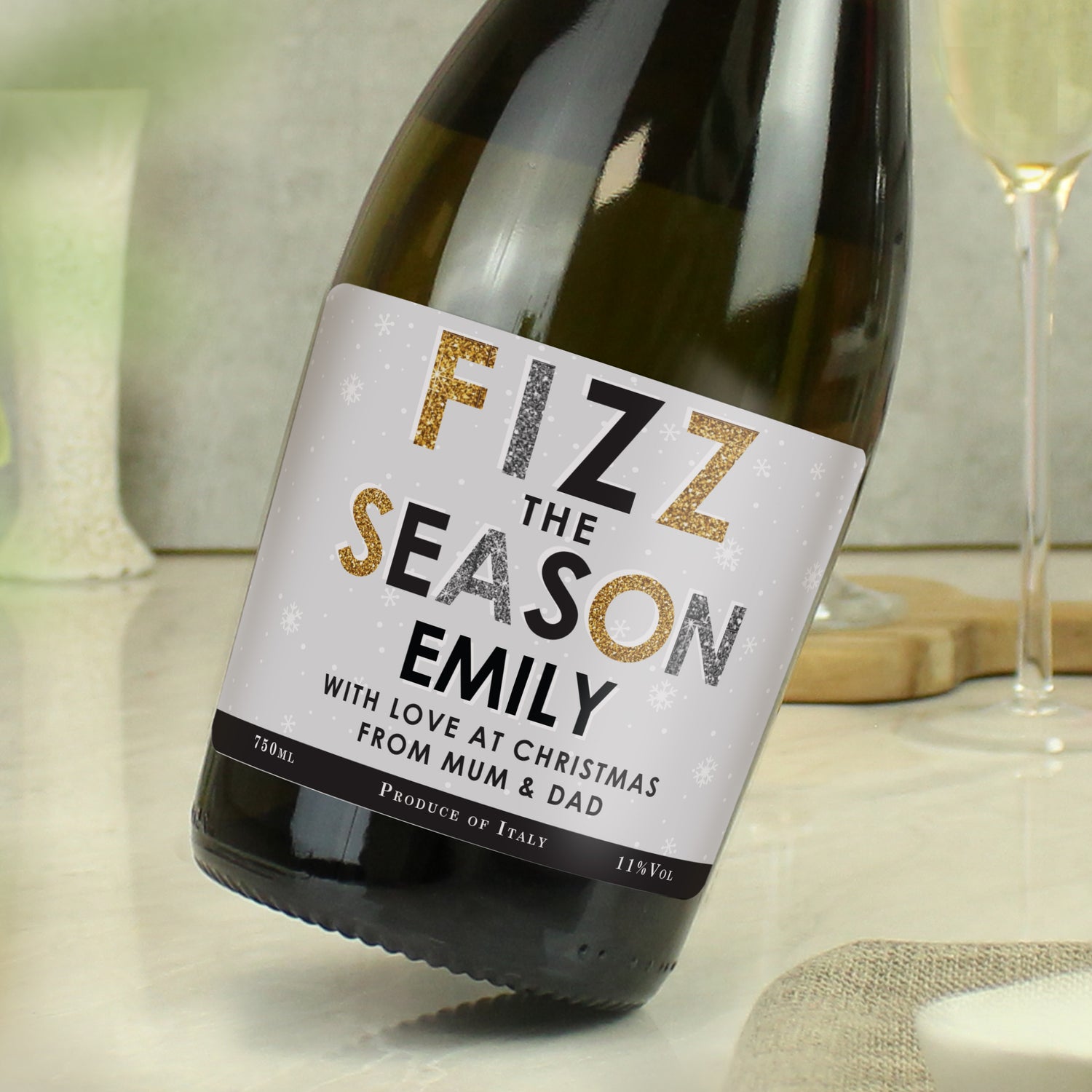 Personalised Fizz The Season Bottle of Prosecco - gift & personalise