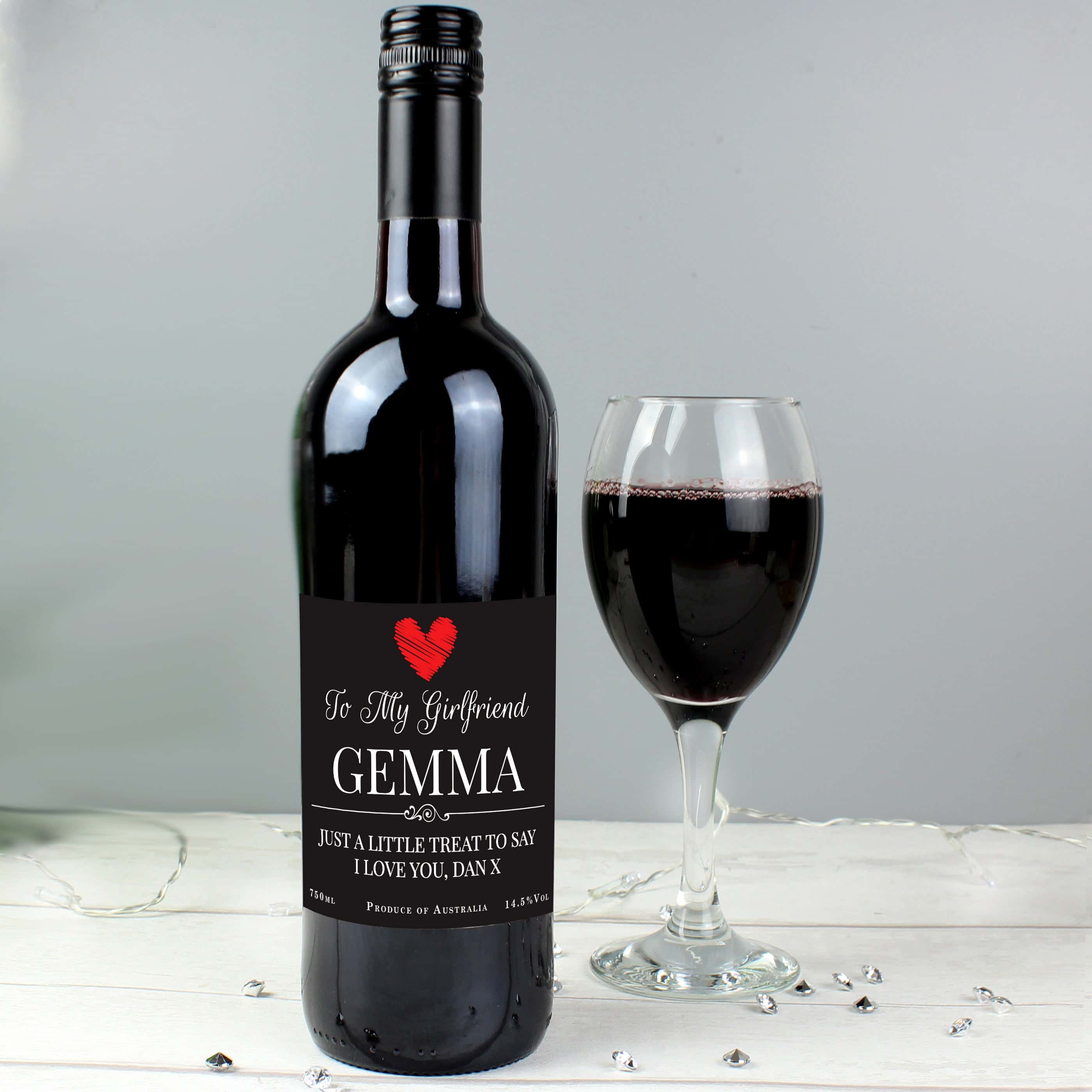Personalised Heart Red Wine - gift & personalise