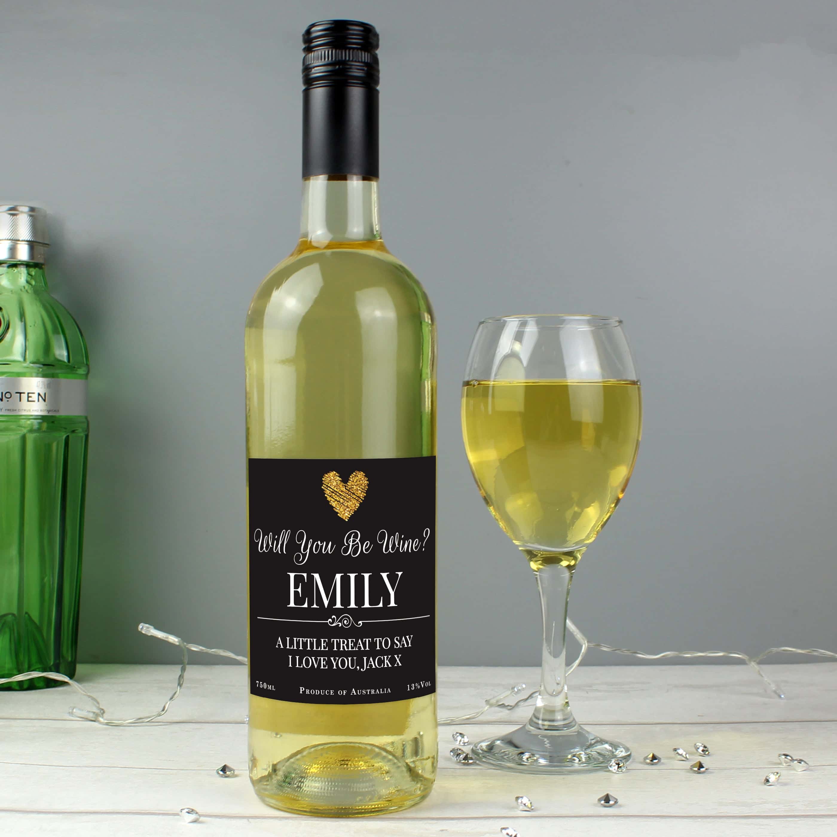 Personalised Heart White Wine - gift & personalise