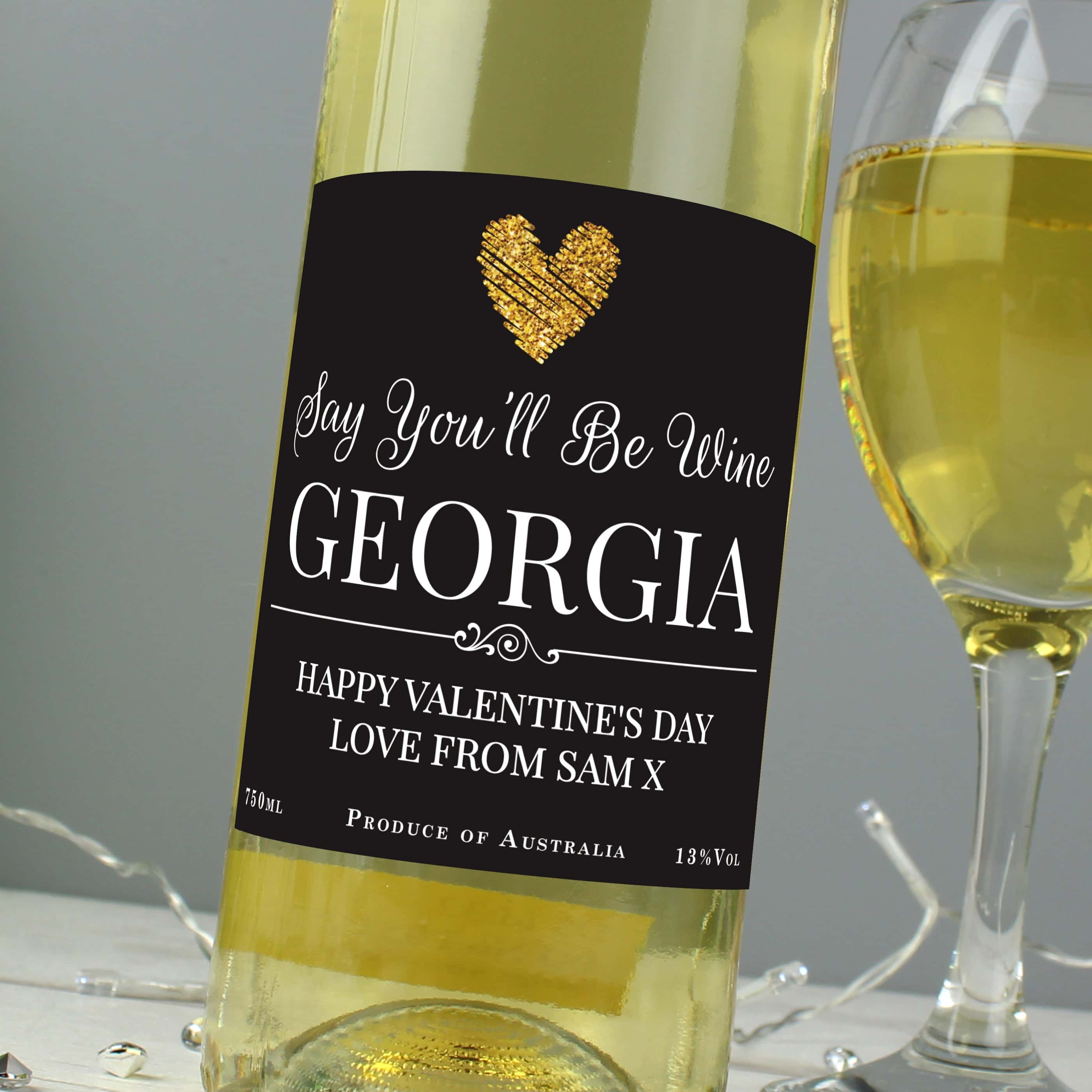 Personalised Heart White Wine - gift & personalise
