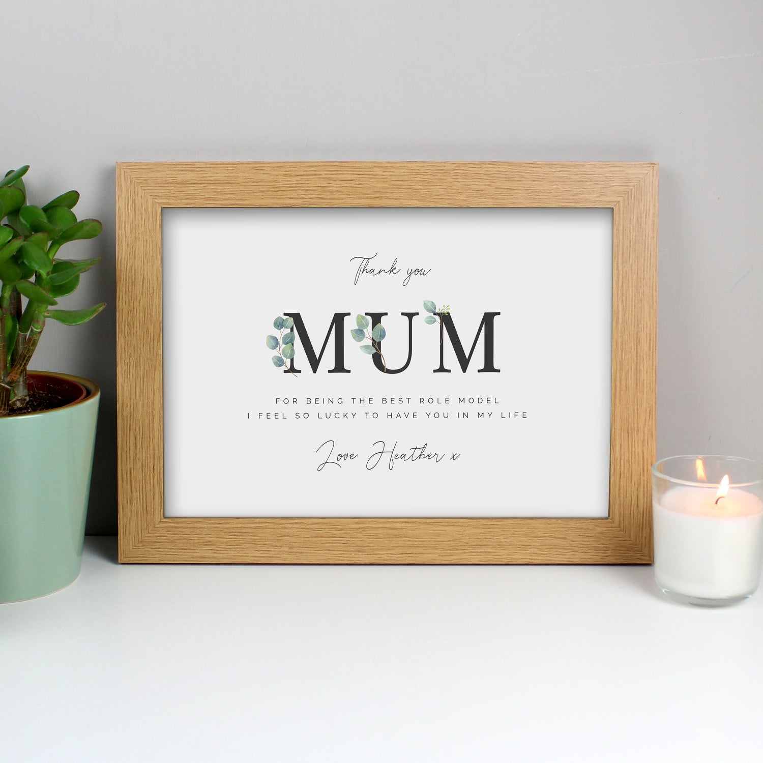 Personalised Botanical Mum A4 Oak Framed Print - gift & personalise