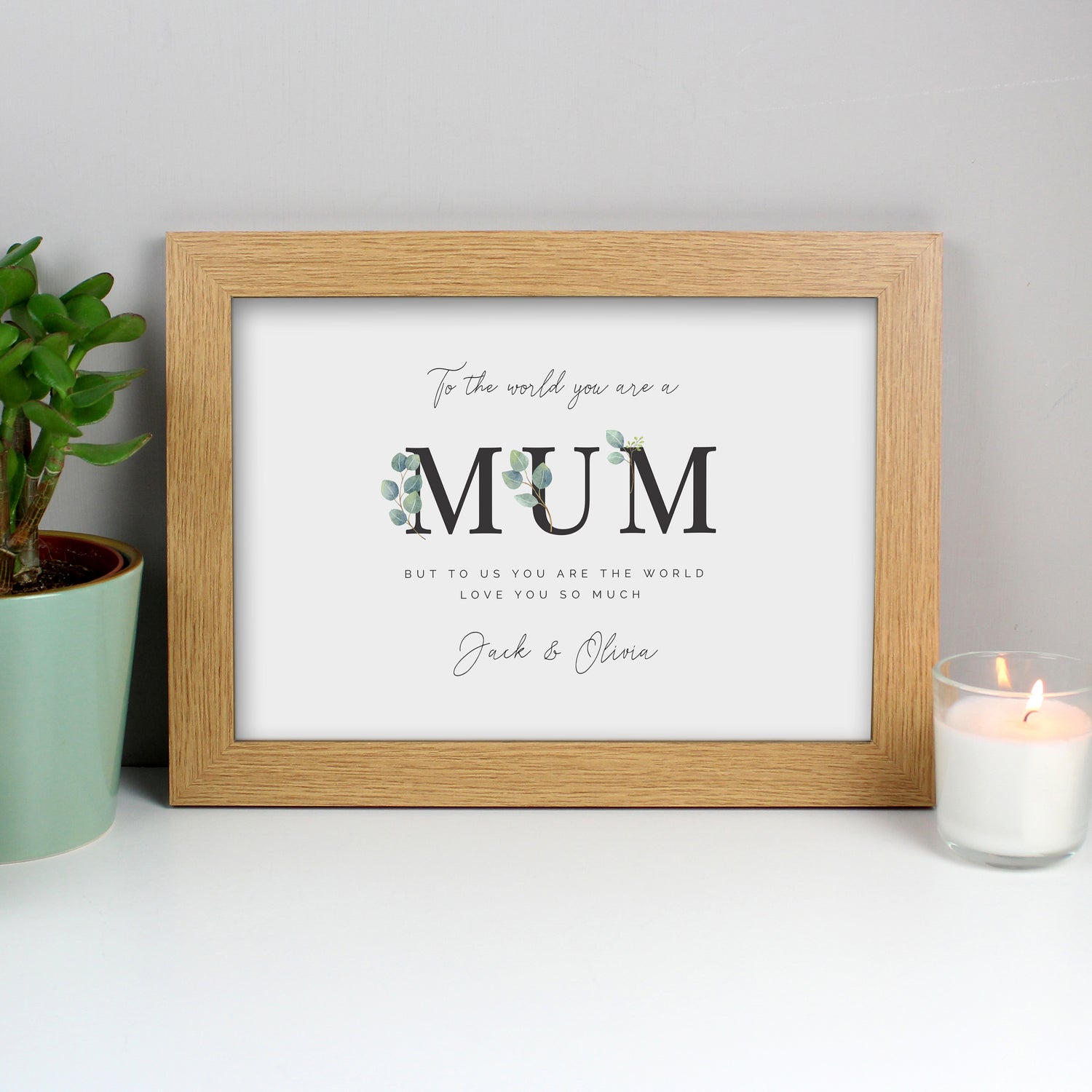 Personalised Botanical Mum A4 Oak Framed Print - gift & personalise