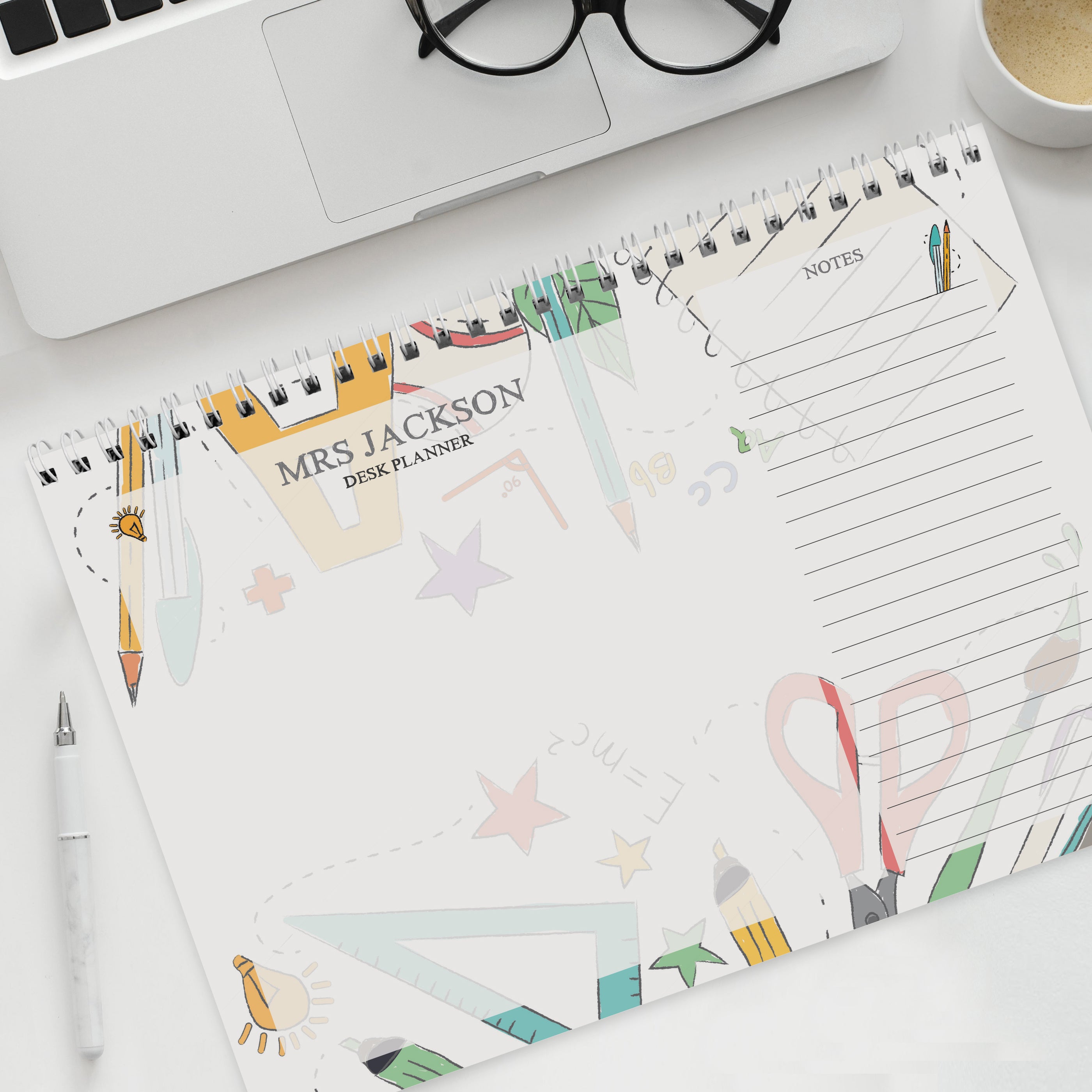 Personalised Teacher A4 Desk Planner - gift & personalise