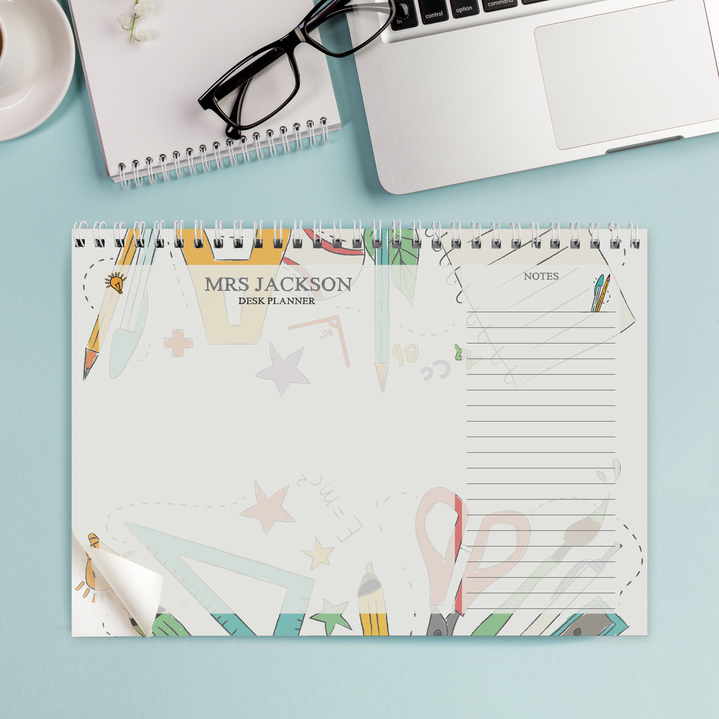 Personalised Teacher A4 Desk Planner - gift & personalise