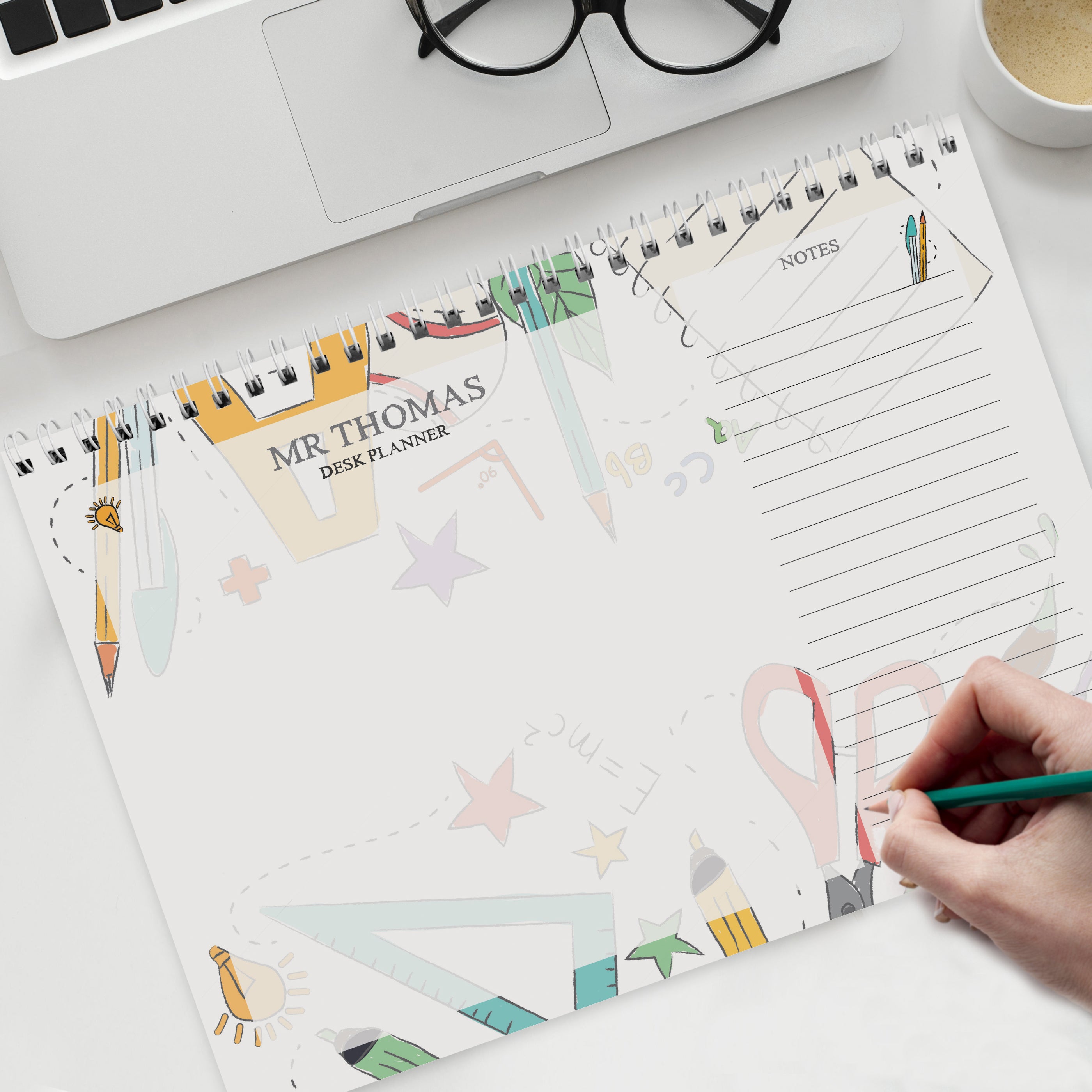 Personalised Teacher A4 Desk Planner - gift & personalise