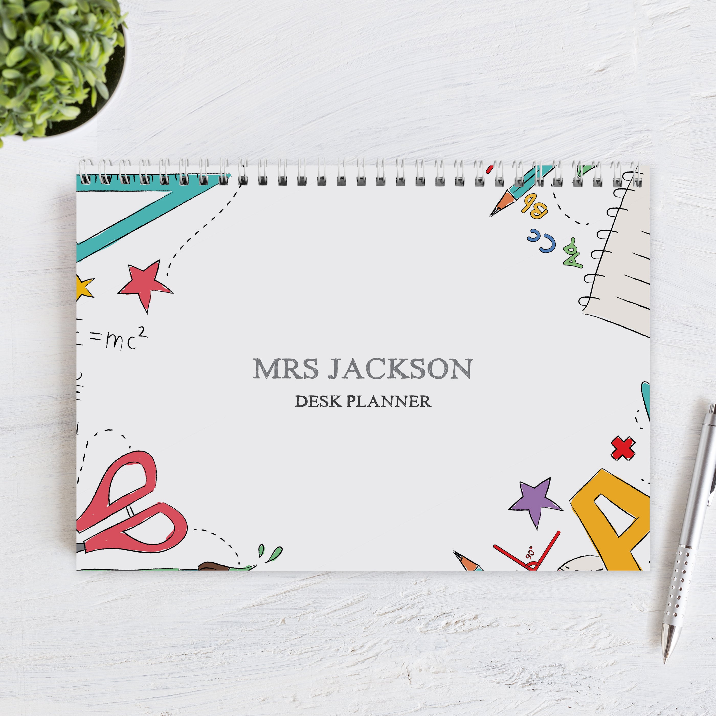 Personalised Teacher A4 Desk Planner - gift & personalise
