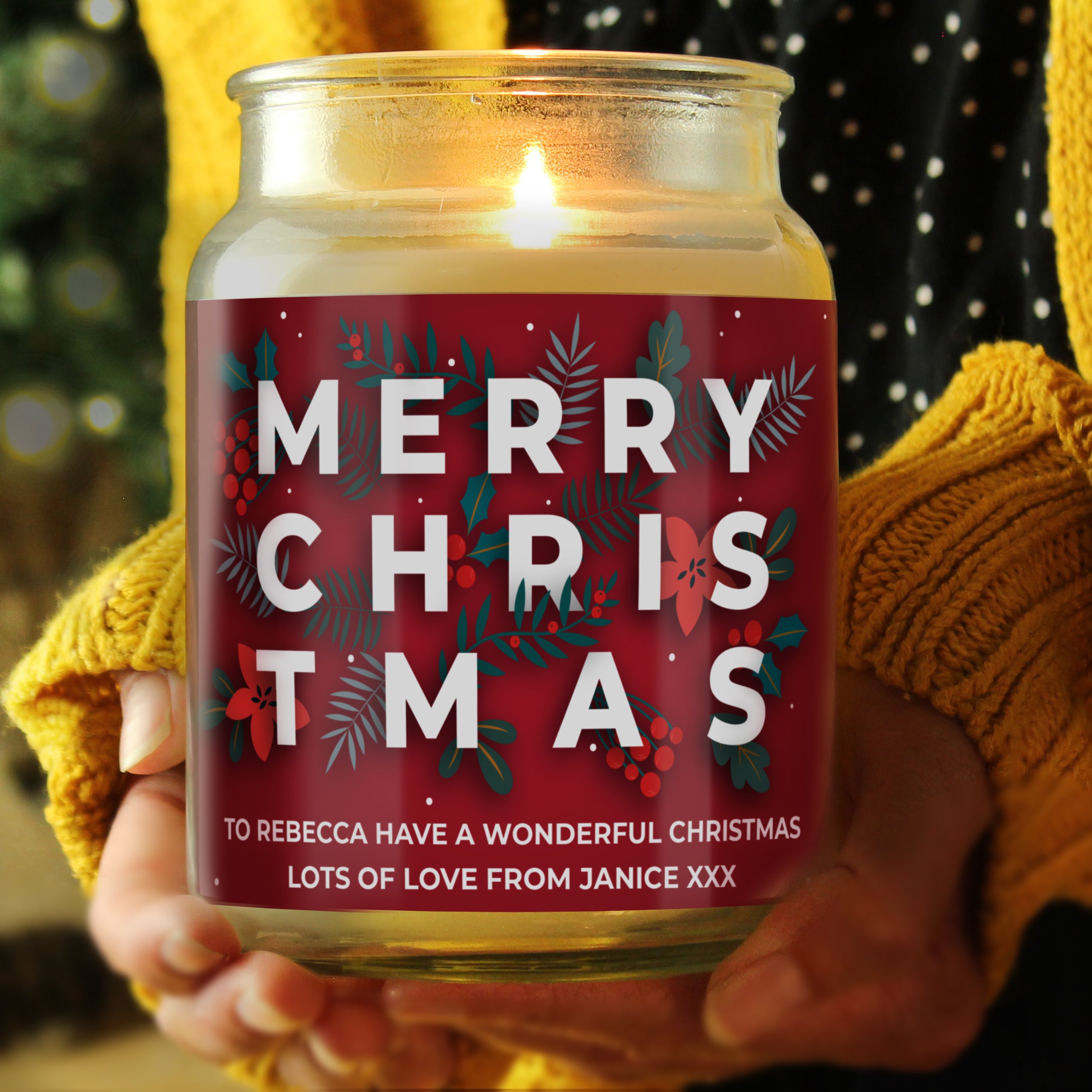 Personalised Christmas Large Scented Jar Candle - gift & personalise