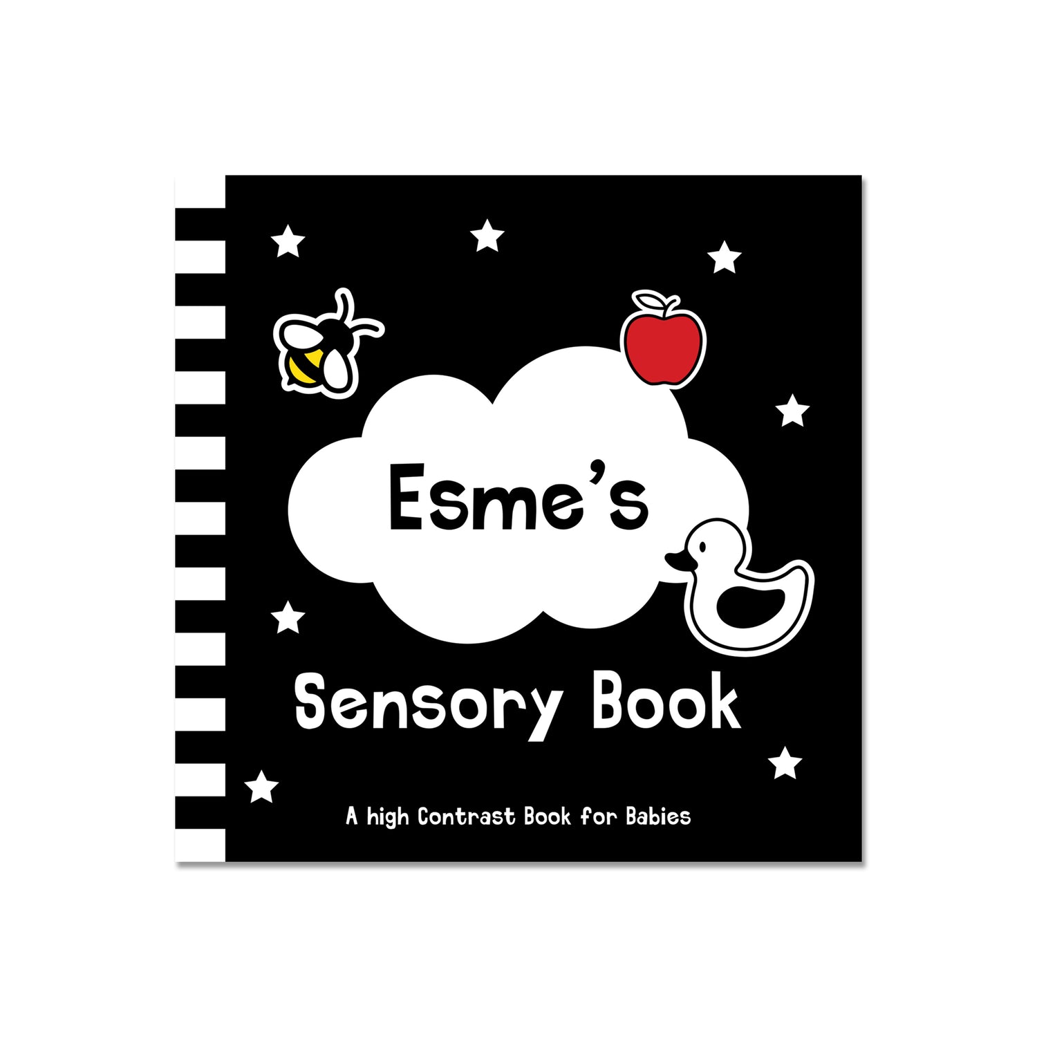 Personalised High Contrast Black and White Baby Book - gift & personalise