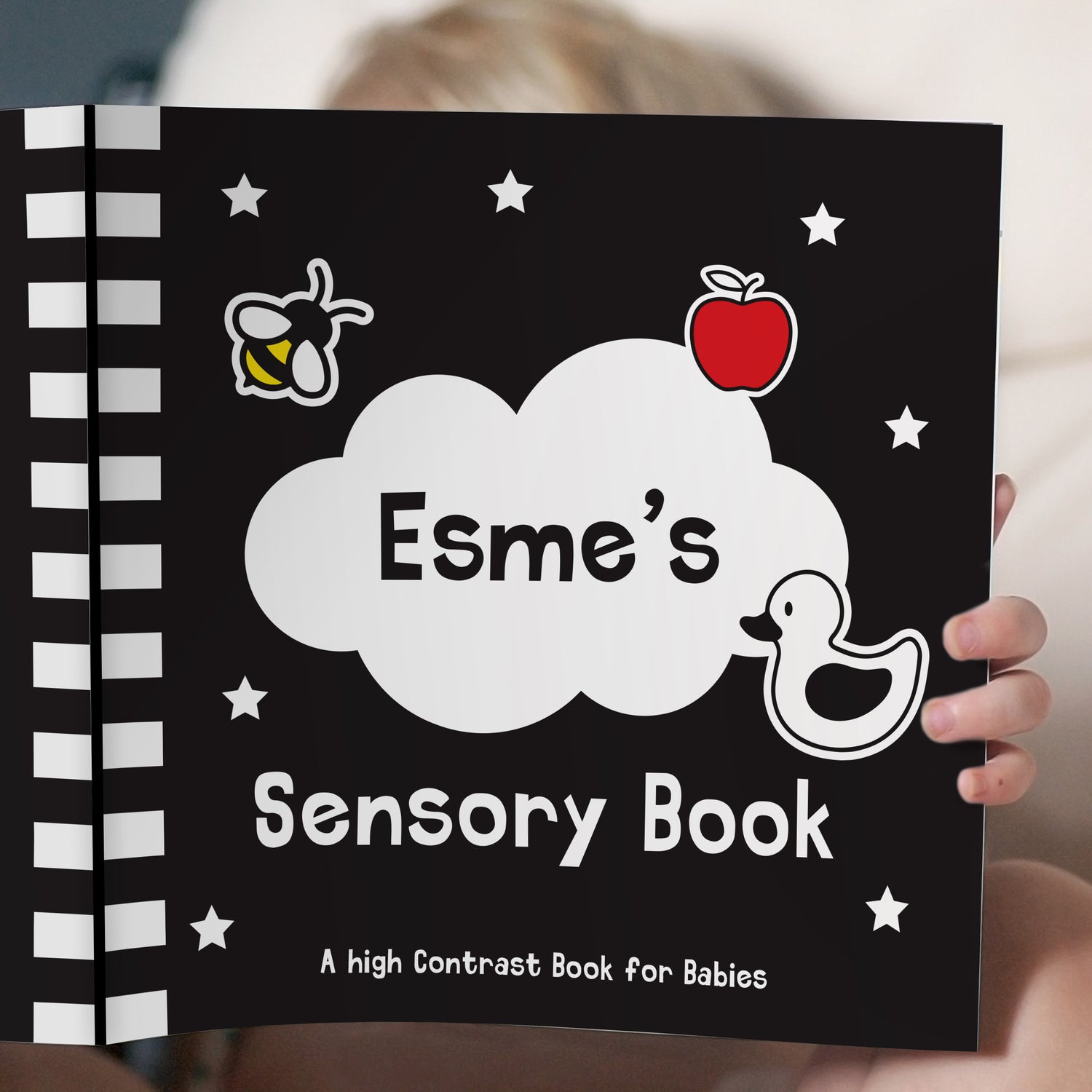 Personalised High Contrast Black and White Baby Book - gift & personalise