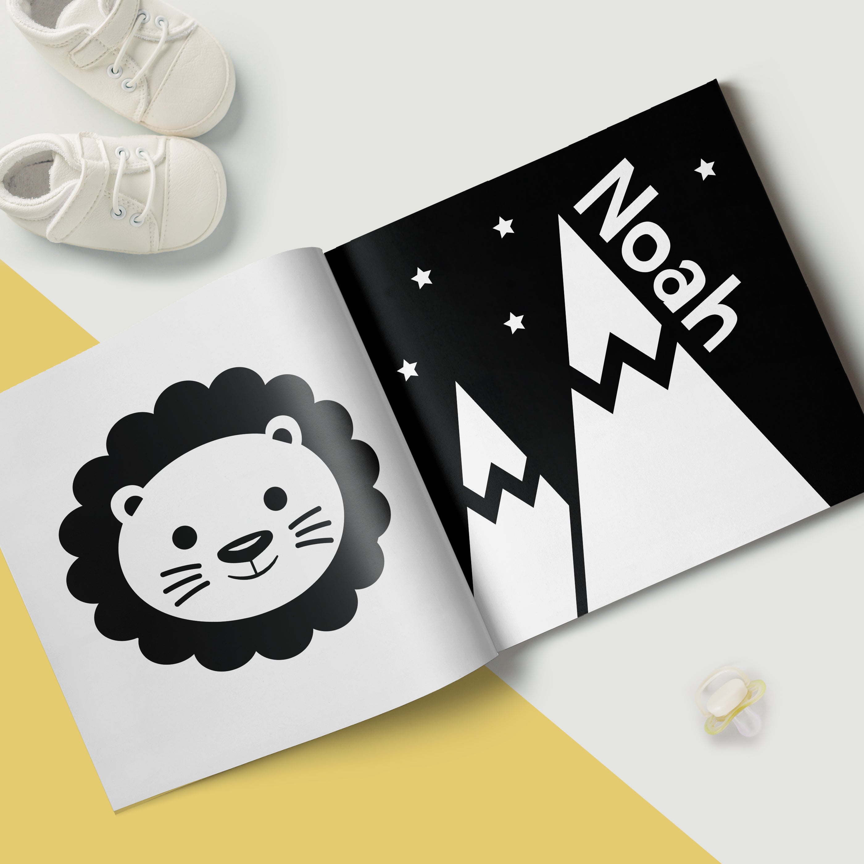 Personalised High Contrast Black and White Baby Book - gift & personalise