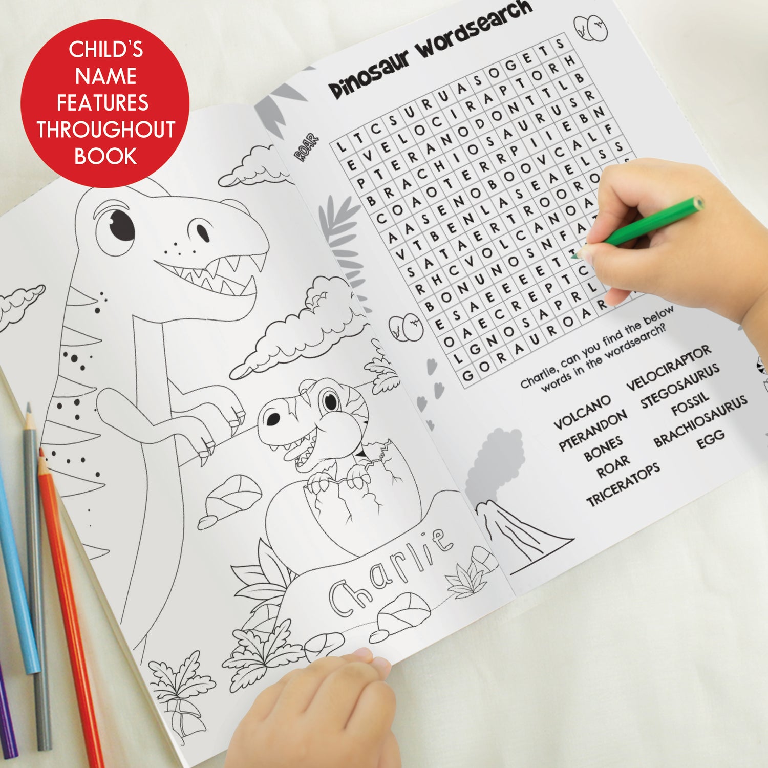 Personalised Dinosaur Colouring Book - gift & personalise